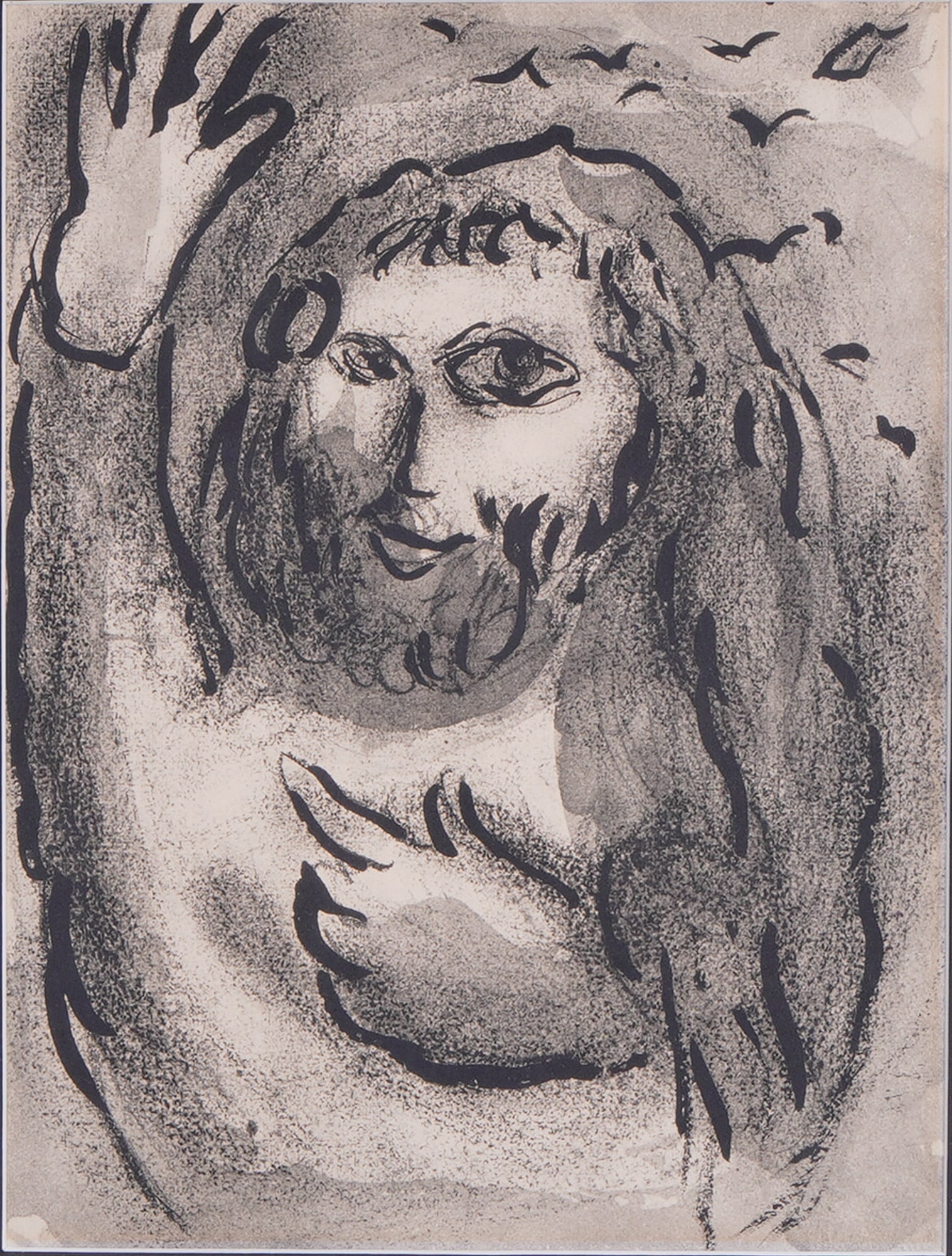Marc Chagall, 'The Prophecy of Joel', Heliogravure, Edition of 6,500: This work by Marc Chagall (Russian/French, 1887-1985) is a heliogravure on paper titled The Prophecy of Joel. It was produced to illustrate the 1960 publication of The Bible, issued as a double volume