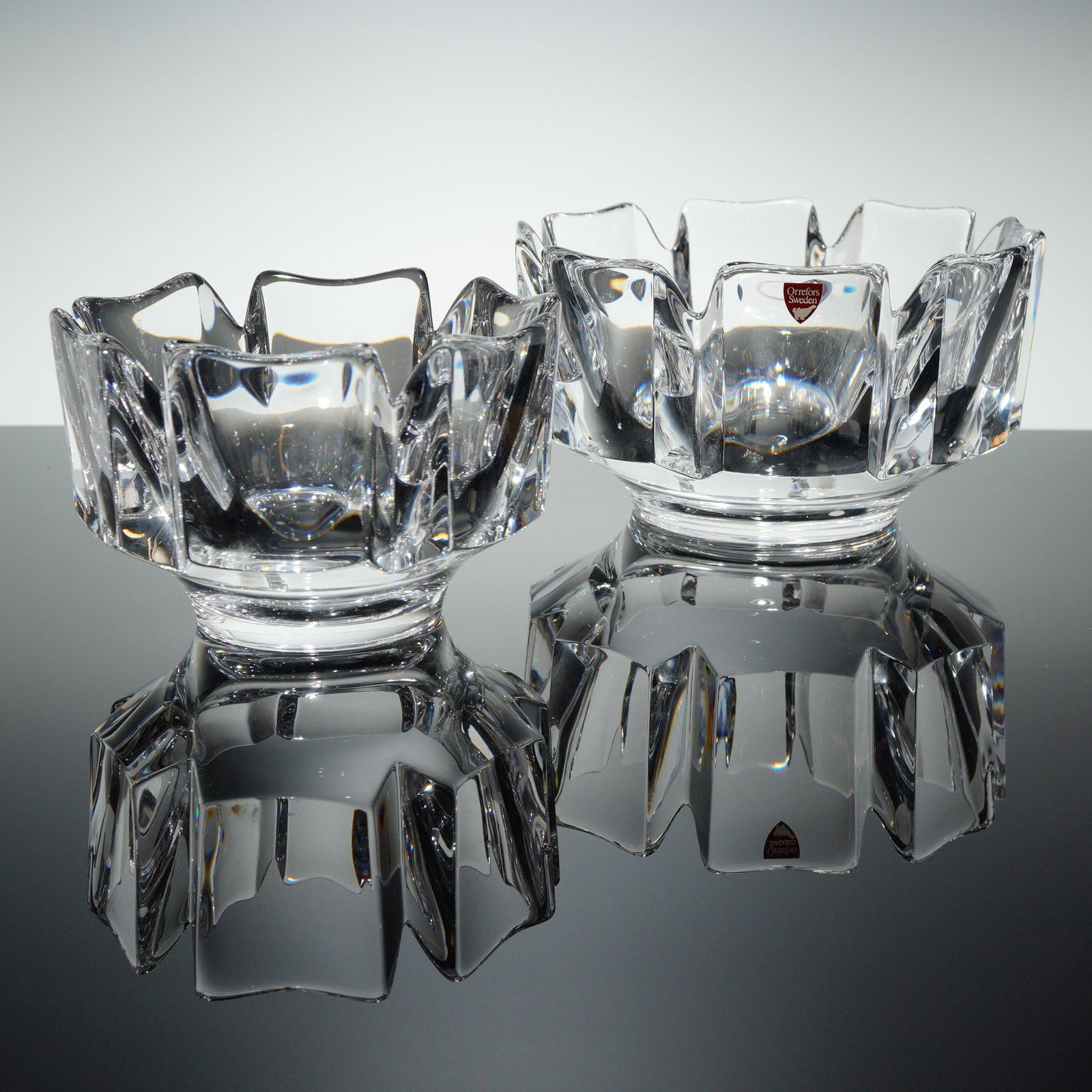 Two Orrefors Corona Crystal Bowls by Lars Hellsten (1 of 5)