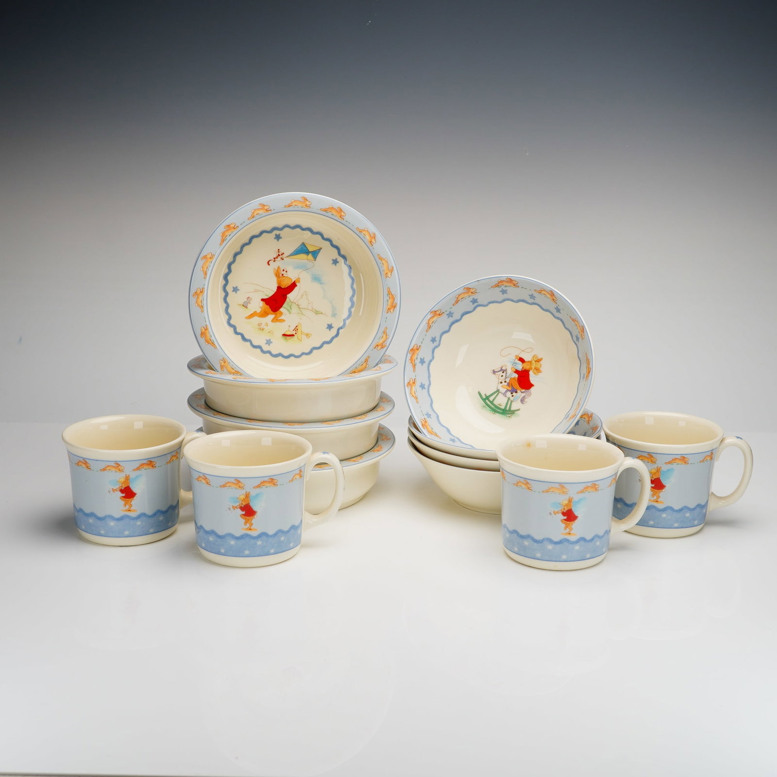 12pc Royal Doulton Bunnykins Shining Stars Children Tableware, H.5318 (1 of 4)