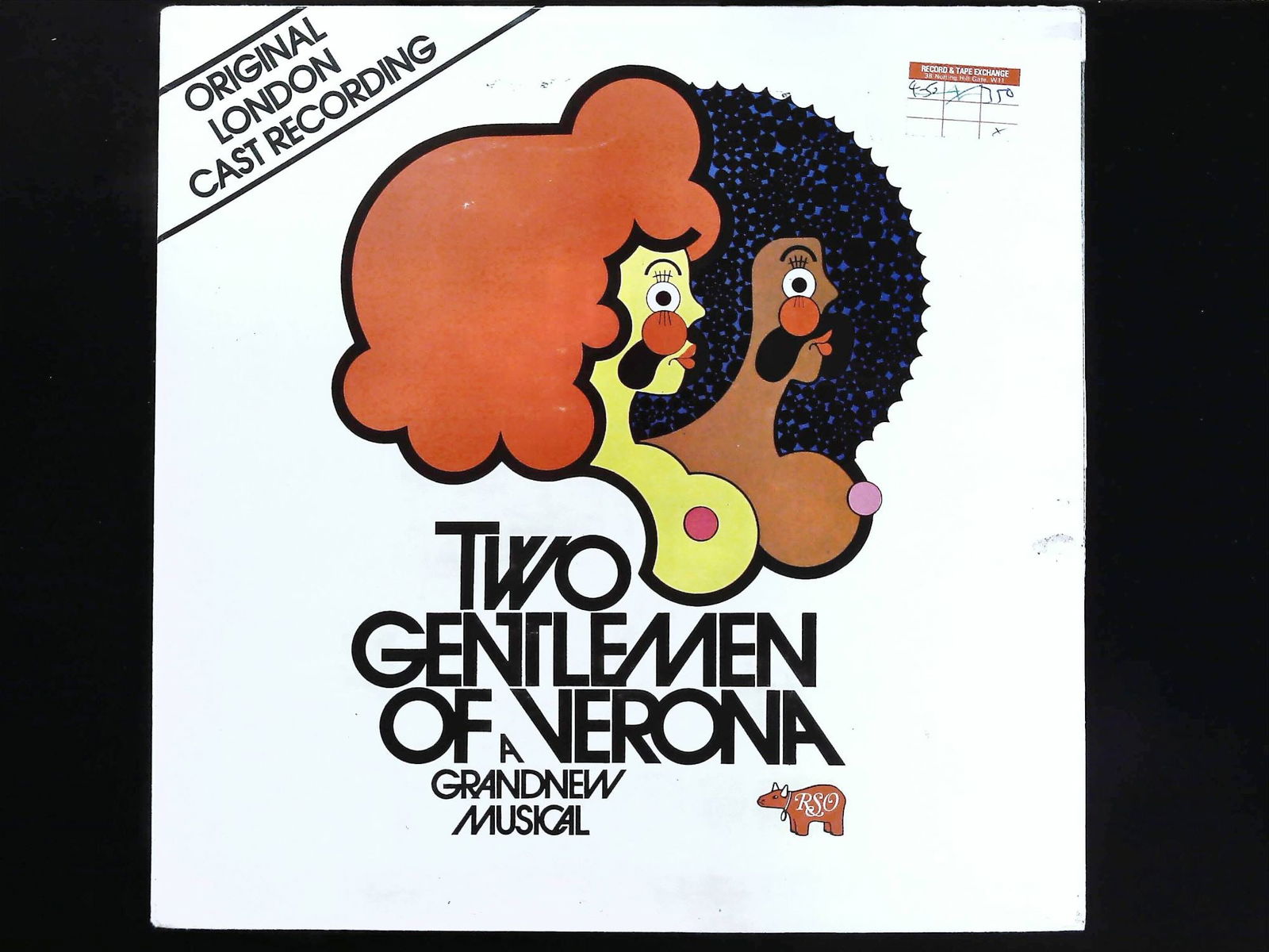 Original London Cast Recording Two Gentlemen Of Verona RSO Records Vinyl: A single black vinyl LP record album of the Original London Cast Recording for the musical Two Gentlemen of Verona: A Grand New Musical. The recording is produced by RSO Records under catalog number 2