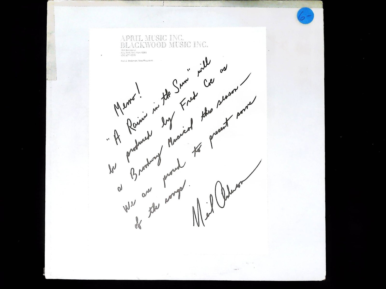 A Raisin in the Sun Broadway Musical Demo Record Private Press LP: Single black vinyl Demonstration Record (LP), 33 RPM, for the musical adaptation of Lorraine Hansberry's A Raisin in the Sun. This is a private press, promotional-only A Raisin in the sun Record, expl