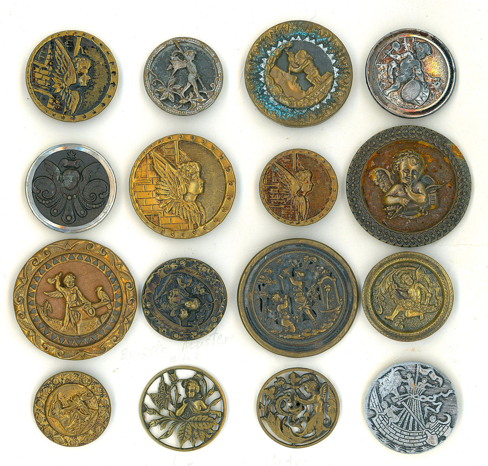 A CARD OF DIVISION ONE METAL PICTURE BUTTONS (1 of 4)