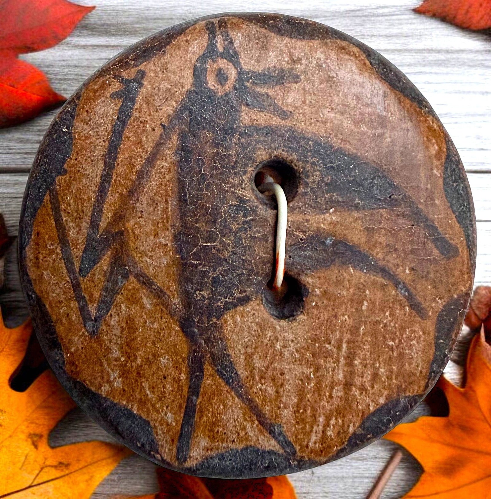 A DIVISION 3 SEW THRU AMERICAN INDIAN POTTERY BUTTON (1 of 3)