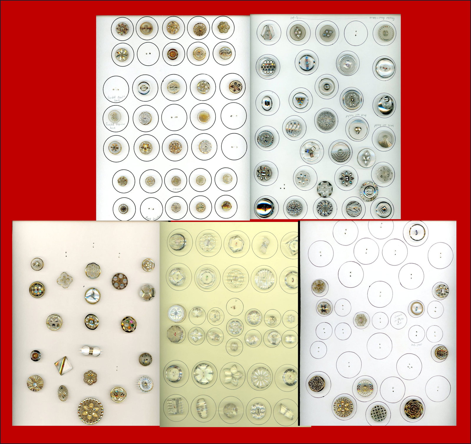 A BOX LOT OF 5 CARDS OF BUTTONS (1 of 6)