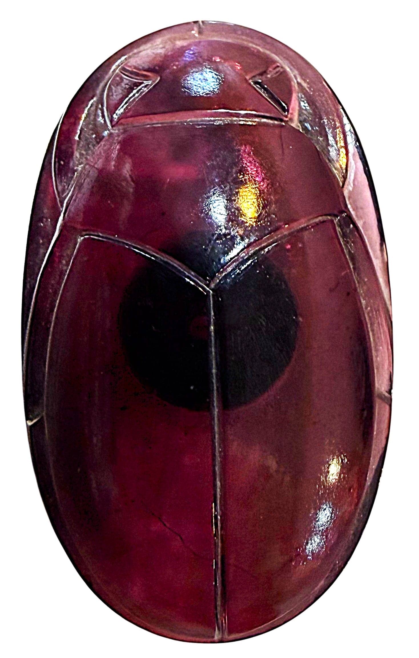 A DIVISION ONE REALISTIC GLASS BUTTON: 1 Large early 20th century Scarab button by Tiffany studios. DimensionsSM=Less than 3/4", Medium=3/4" to 1 1/4". Large=1 1/4" and above, extra large=1 3/4" and above Date or EraDIVISION 1=PRE 1918 AND