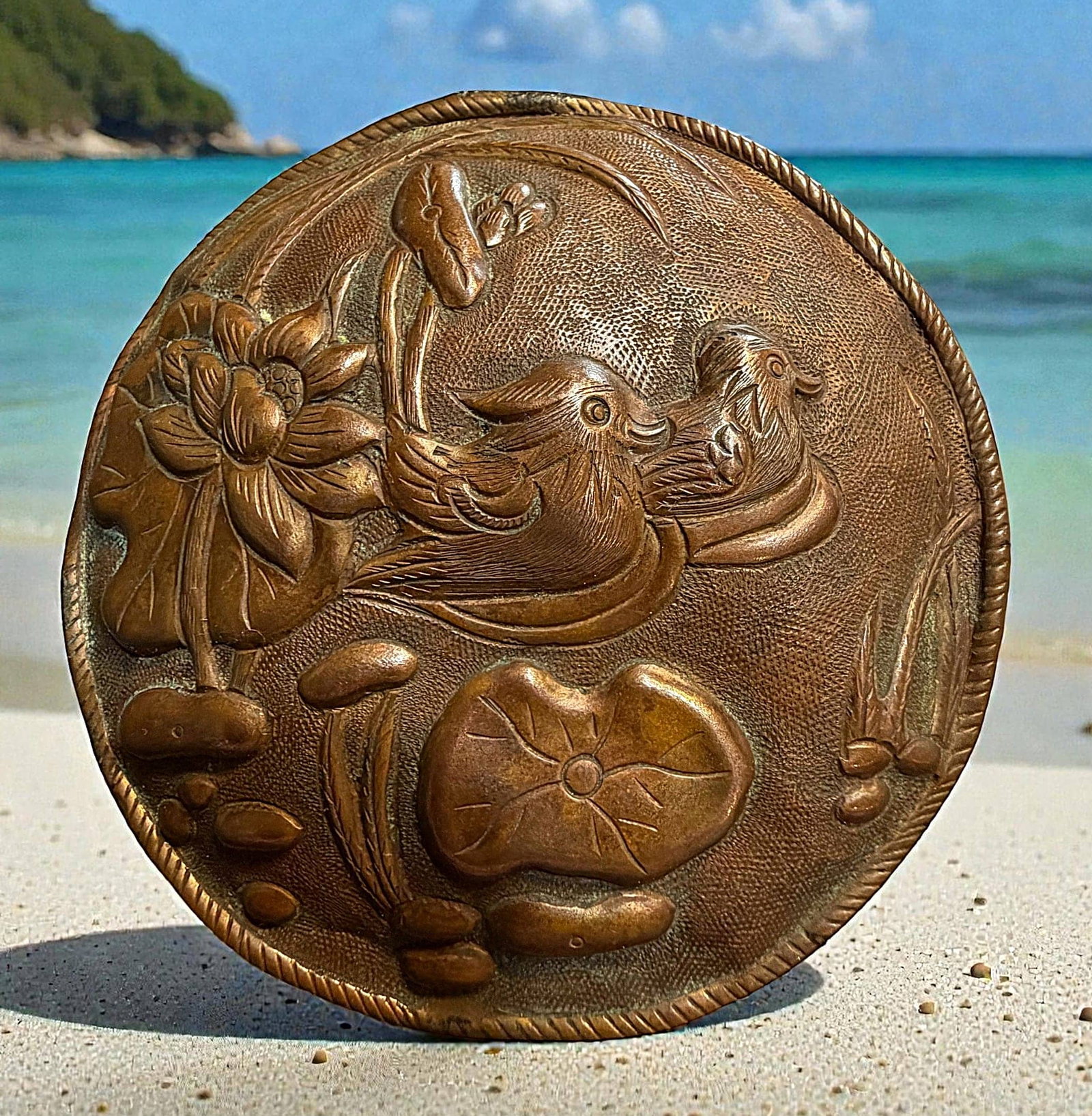 A DIVISION ONE REPOUSSE COPPER BUTTON - 2