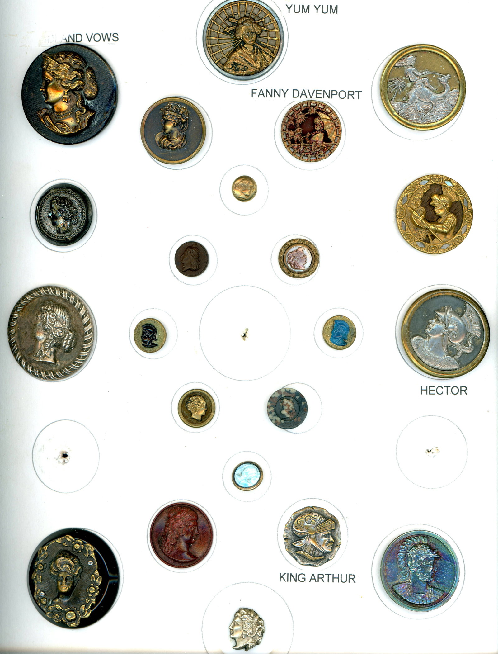 A CARD OF DIVISION ONE FIGURAL 8UTTONS: 23 S/M/L 19th Century mostly metal examples. DimensionsSM=Less than 3/4", Medium=3/4" to 1 1/4". Large=1 1/4" and above, extra large=1 3/4" and above Date or EraDIVISION 1=PRE 1918 AND DIVISION 3 IS A