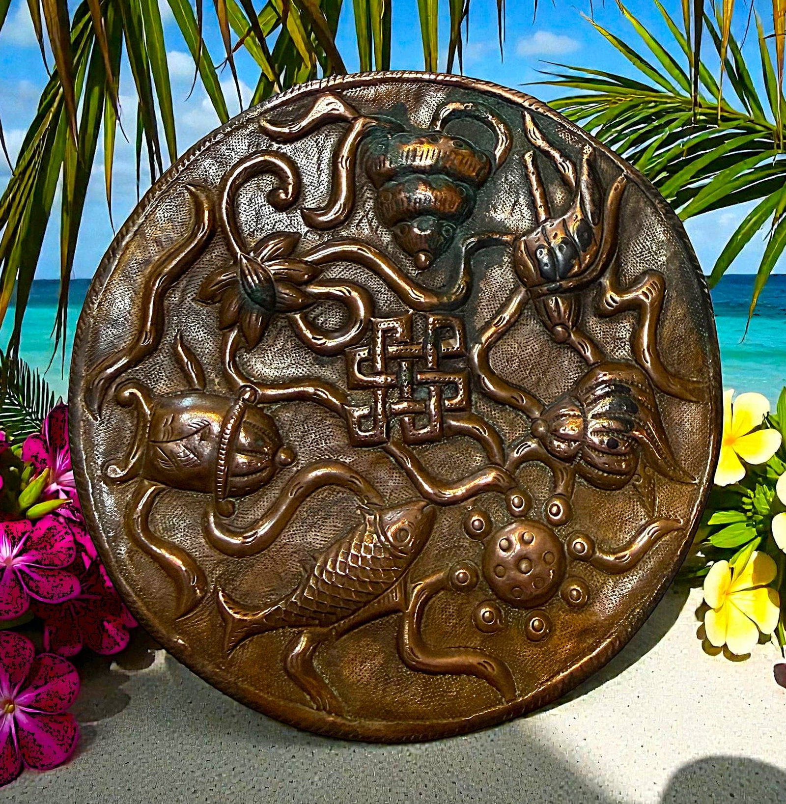 A DIVISION ONE REPOUSSE COPPER BUTTON - 2