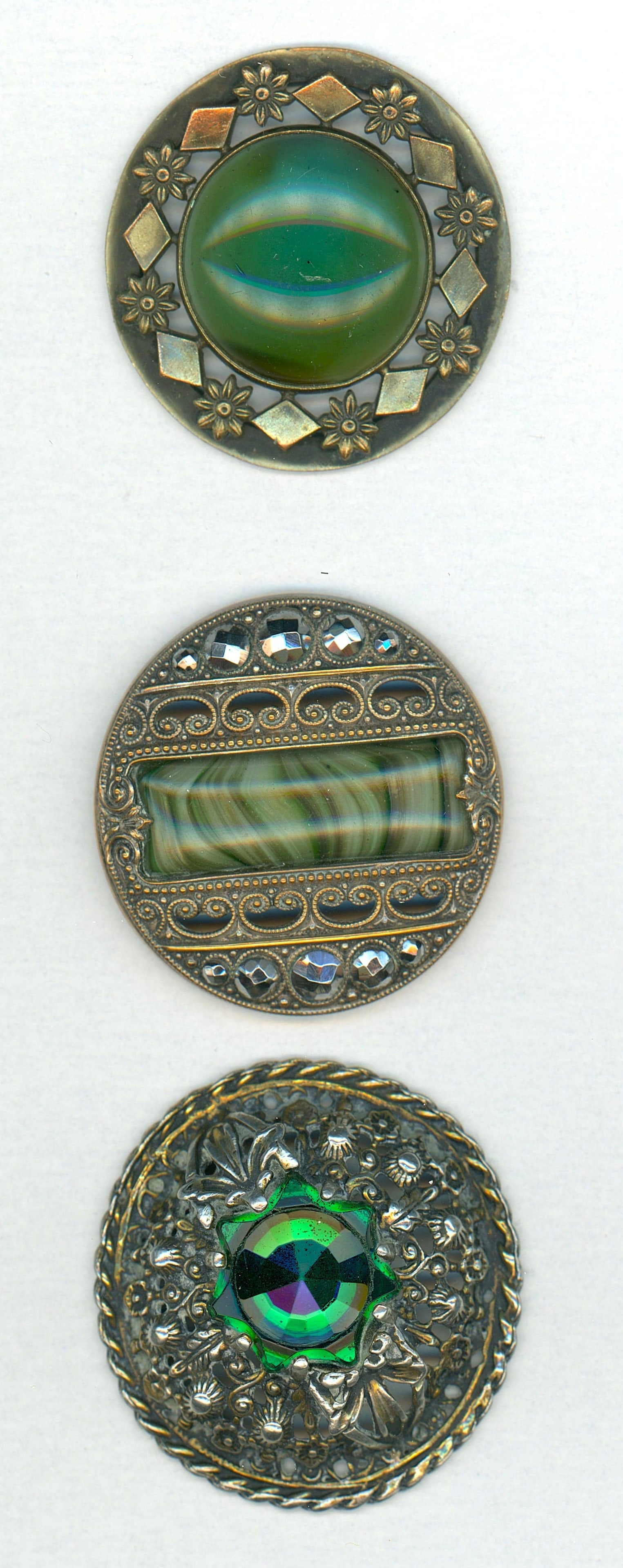 A SMALL CARD OF DIVISION ONE LARGE JEWLED BUTTONS (1 of 5)