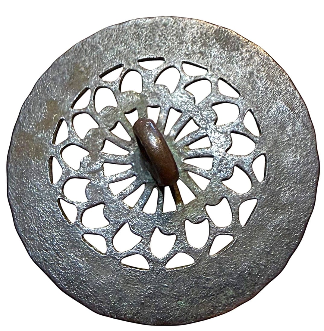 A DIVISION ONE HAND TOOLED COPPER BUTTON - 2