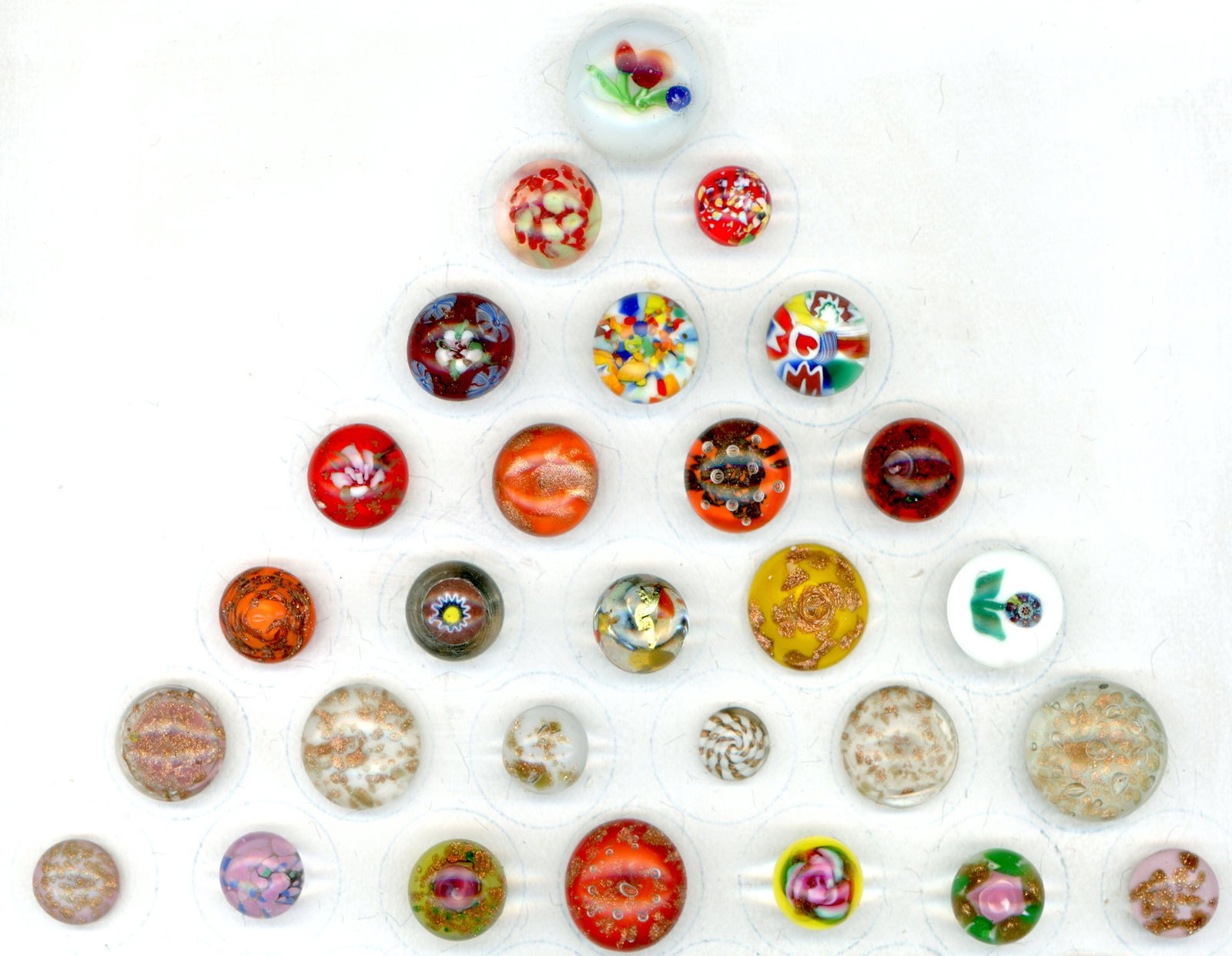 A PARTIAL CARD OF DIVISION THREE GLASS BUTTONS (1 of 5)