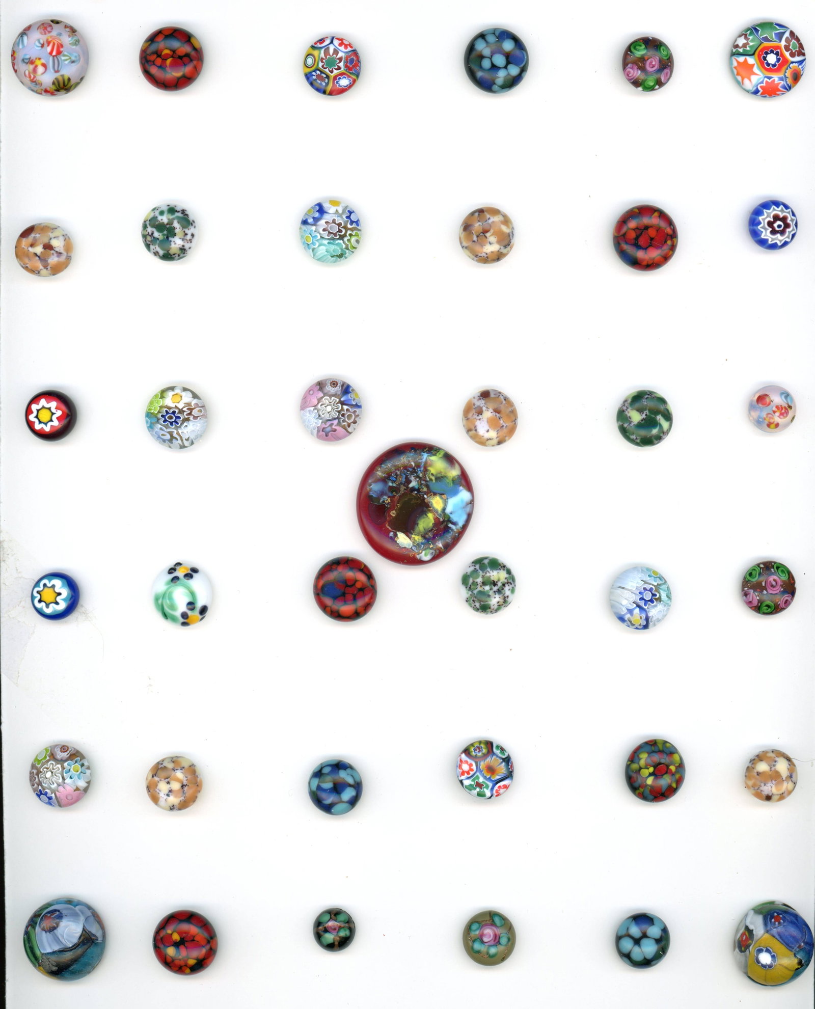 A CARD OF DIVISION 1 & 3 GLASS BUTTONS (1 of 4)