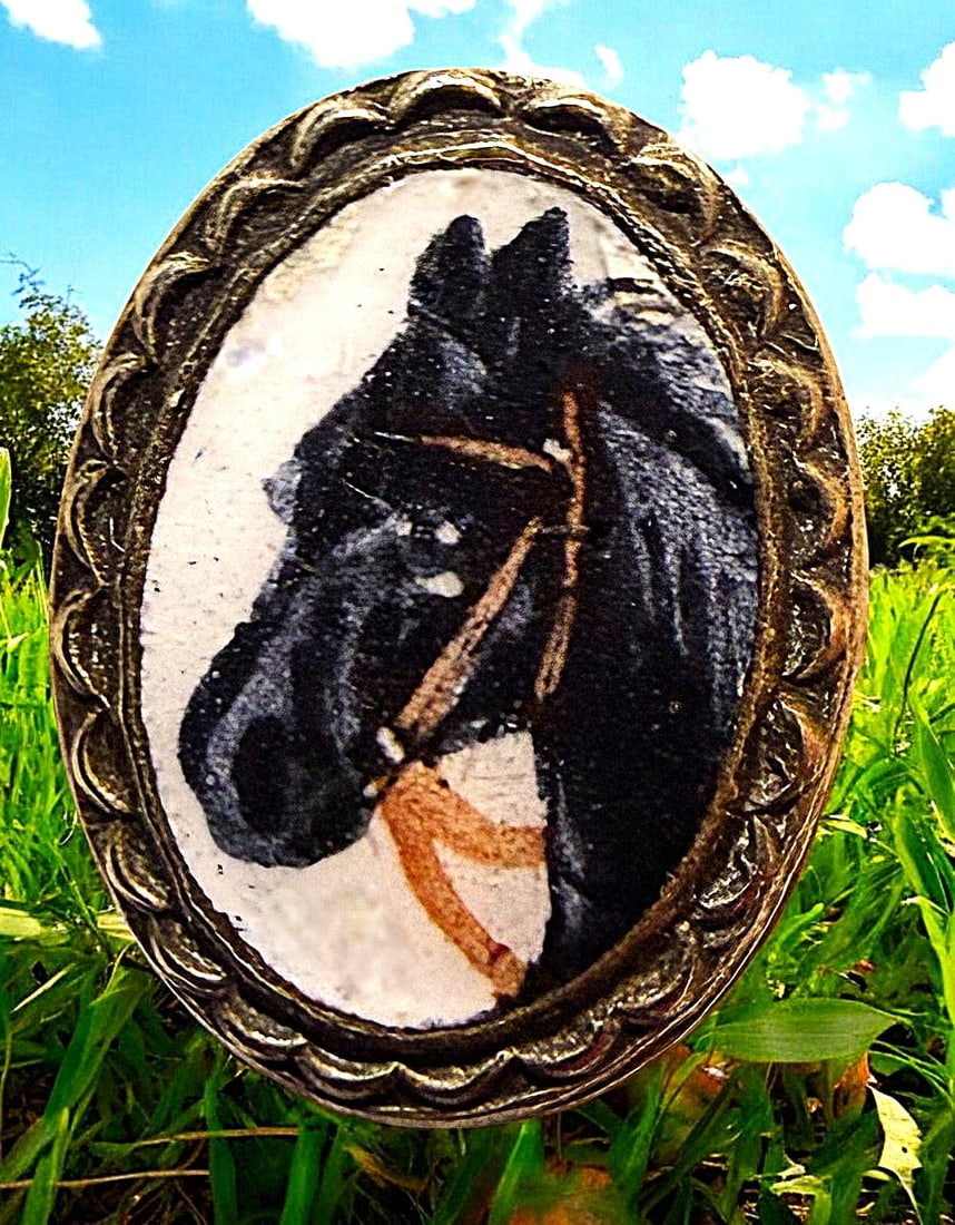 A DIVISION ONE HAND PAINTED ENAMEL PICTORIAL BUTTON (1 of 2)