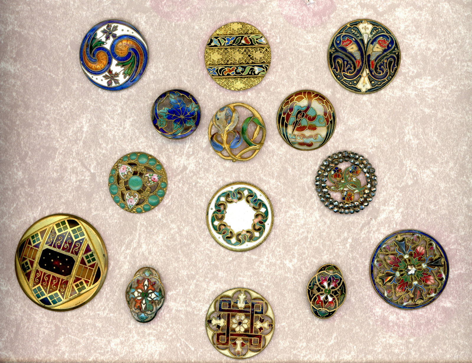 A PARTIAL CARD OF DIVISION ONE ENAMEL BUTTONS (1 of 4)