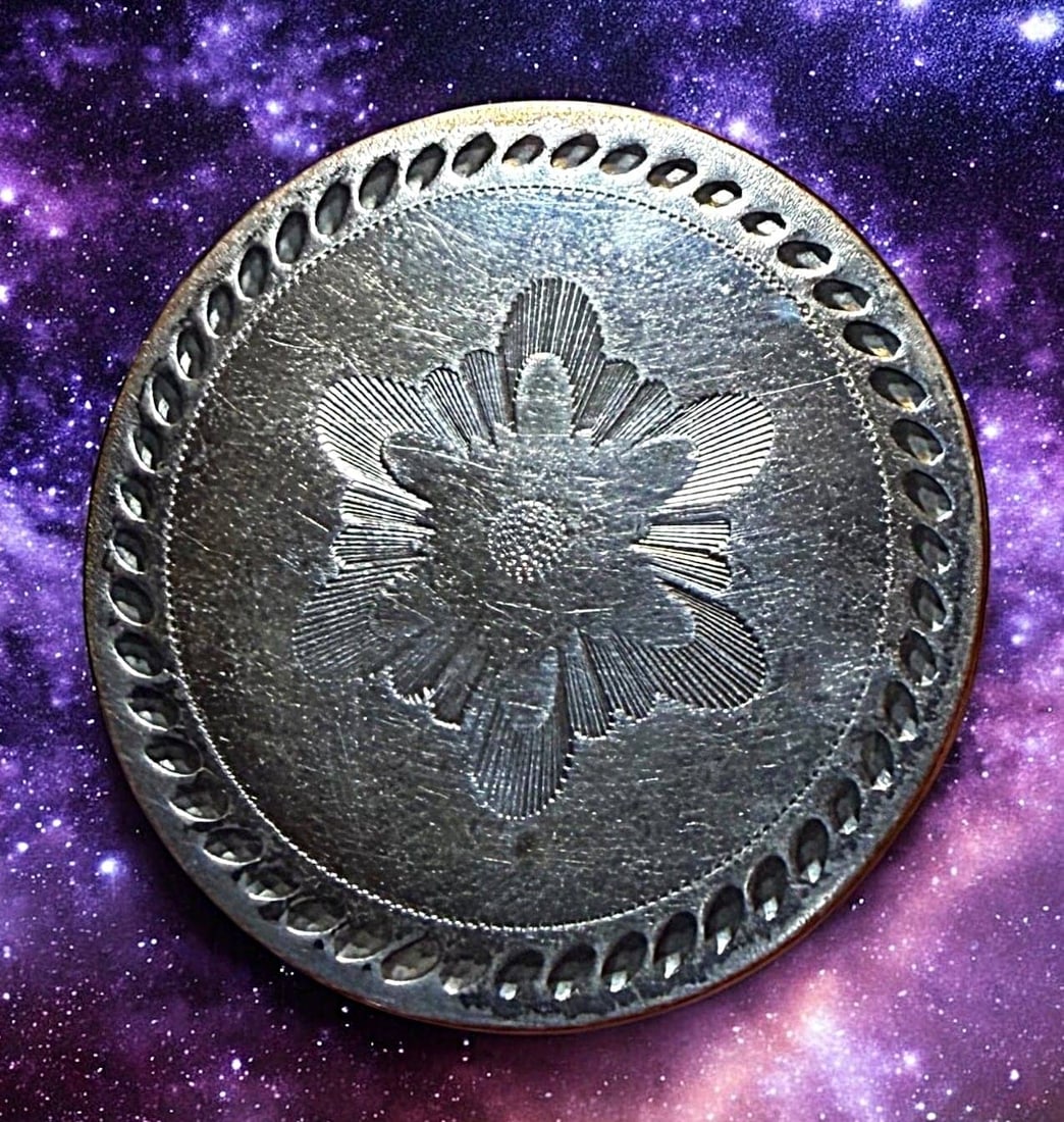 A DIVISION ONE HAND TOOLED COPPER BUTTON (1 of 3)