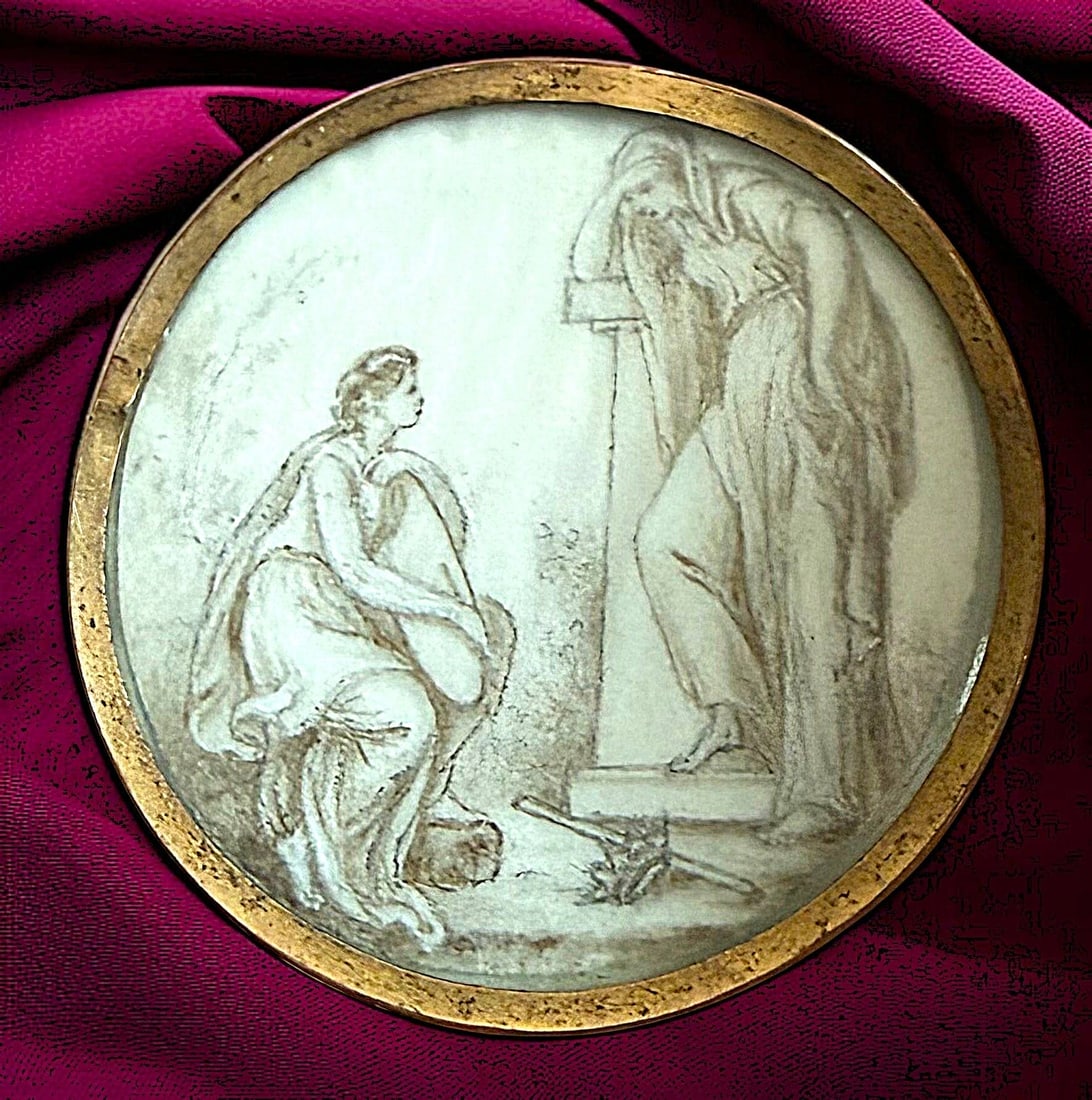 AN EXCEPTIONAL HAND PAINTED DIVISION ONE SCENE BUTTON (1 of 2)