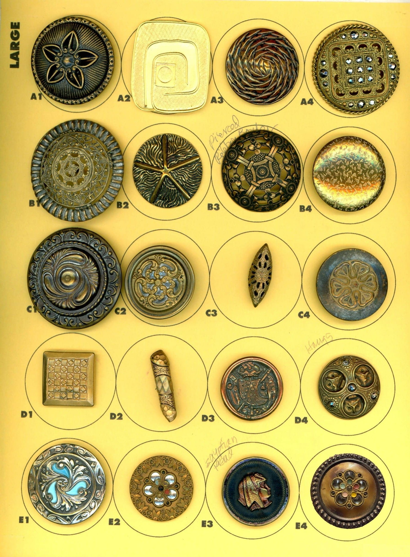 A CARD OF DIVISION 1 & 3 ASSORTED METAL BUTTONS (1 of 4)