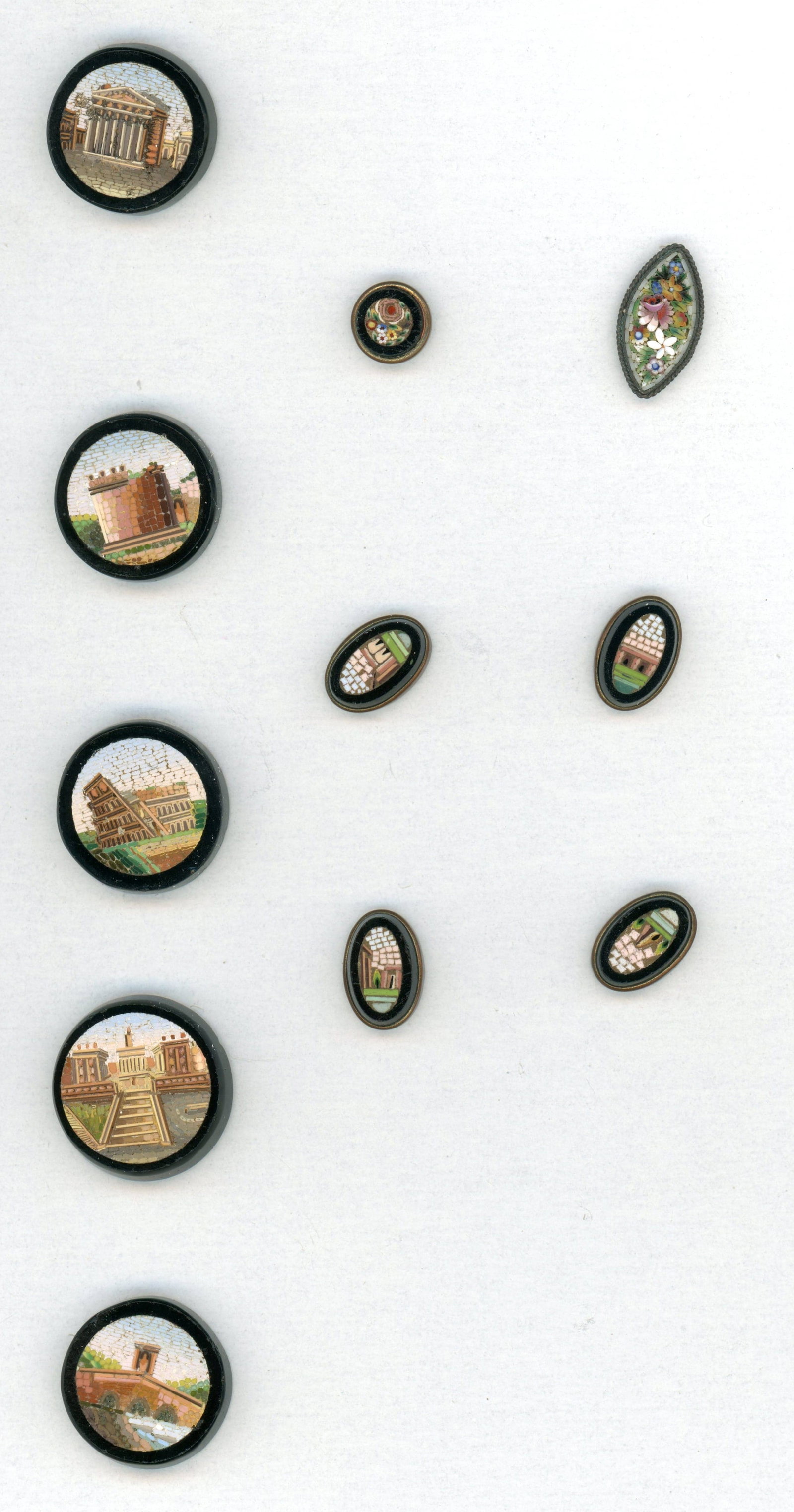 A SMALL SELECTION OF DIV.1 GLASS/GLASS IN METAL BUTTONS (1 of 5)
