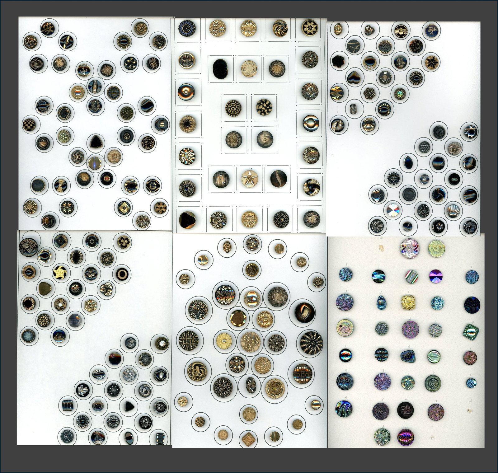 A BOX LOT OF 6 CARDS OF BUTTONS (1 of 7)