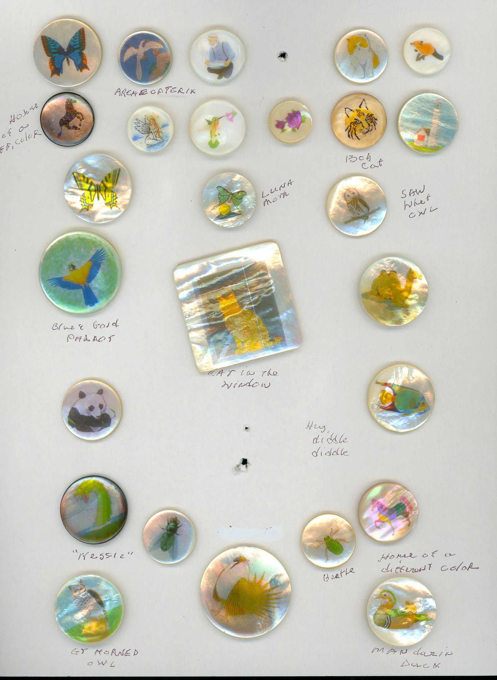 A CARD OF DIVISION THREE STUDIO ARTIST BUTTONS (1 of 4)