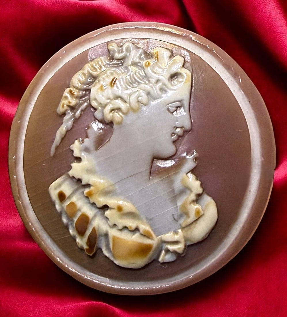 A DIVISION ONE CARVED CAMEO SHELL BUTTON (1 of 2)