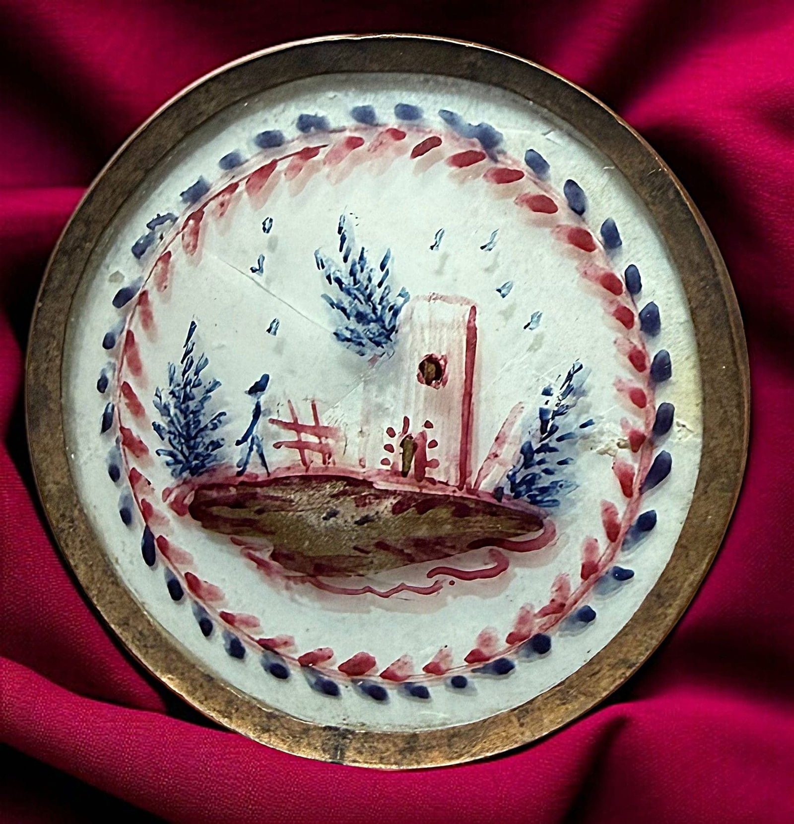 A DIVISION ONE HAND PAINTED UNDER GLASS BUTTON (1 of 2)