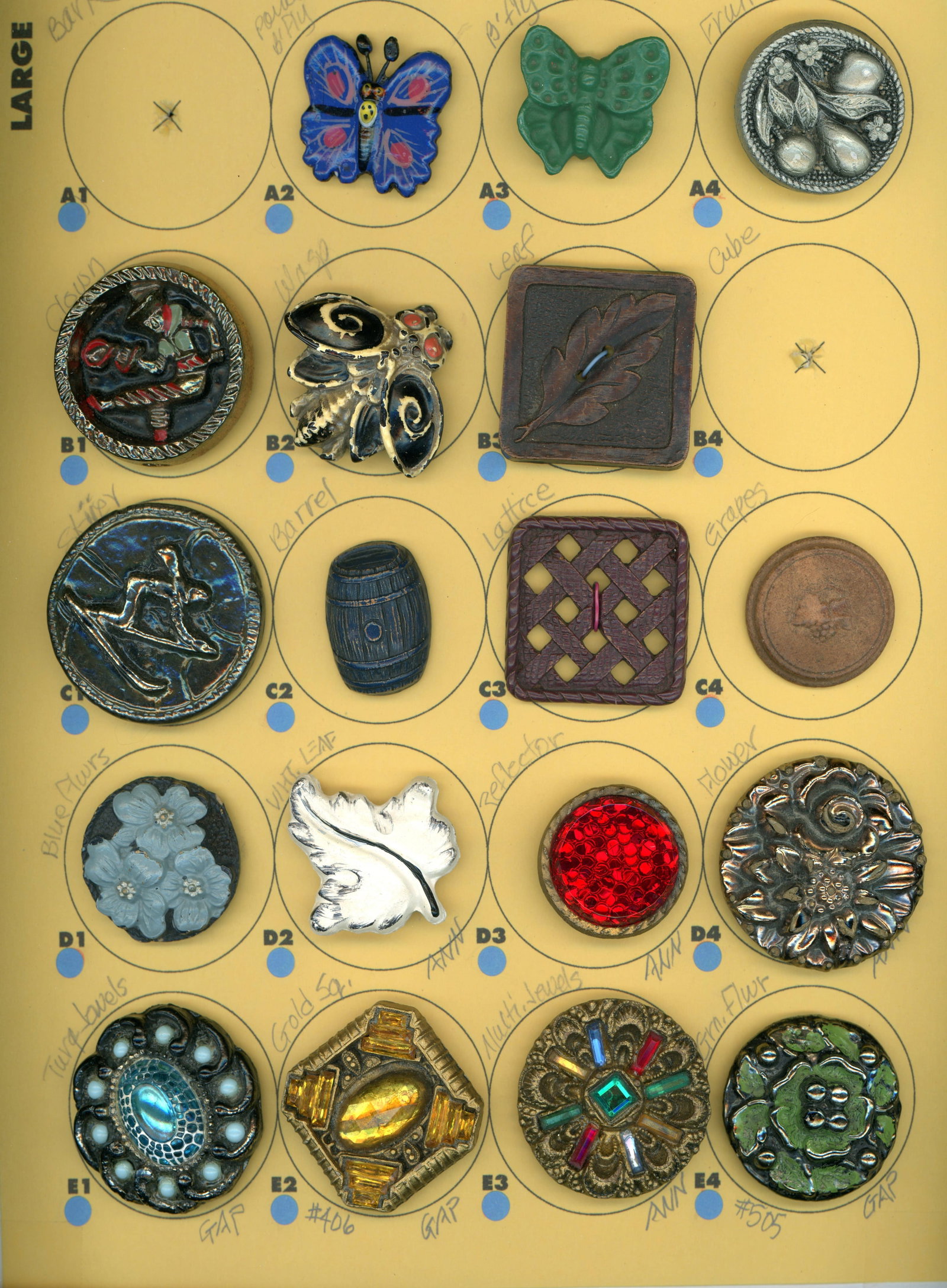 A CARD OF DIVISION THREE ASSORTED BUTTONS (1 of 4)