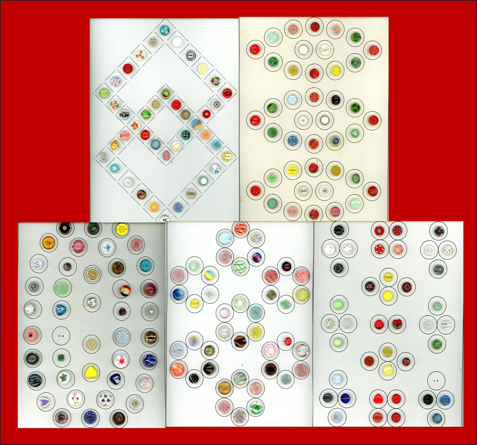 A BOX LOT OF 5 CARDS OF BUTTONS (1 of 6)