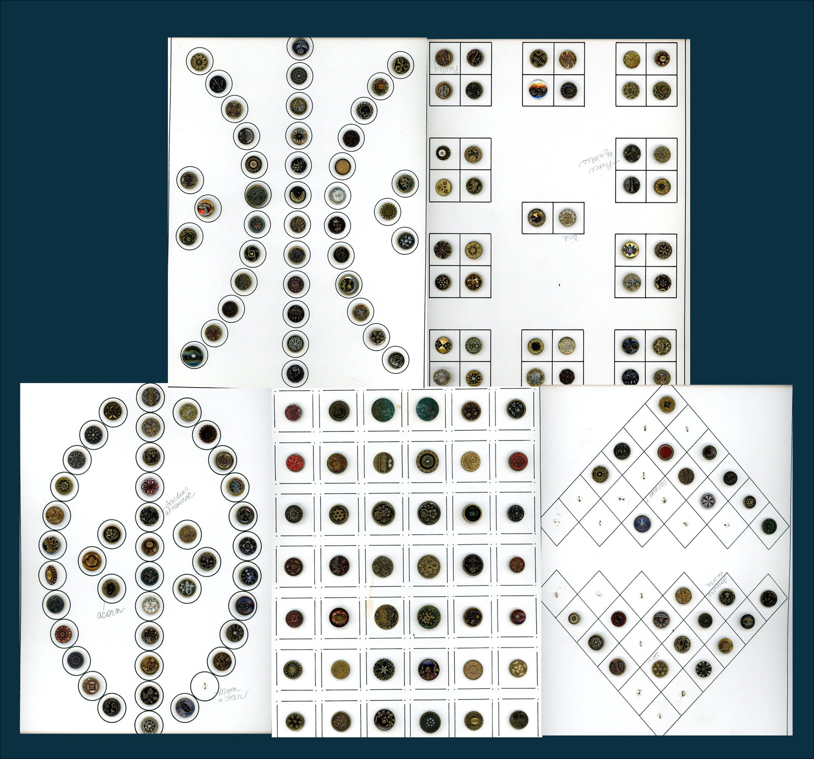 A BOX LOT OF 5 CARDS OF BUTTONS (1 of 6)