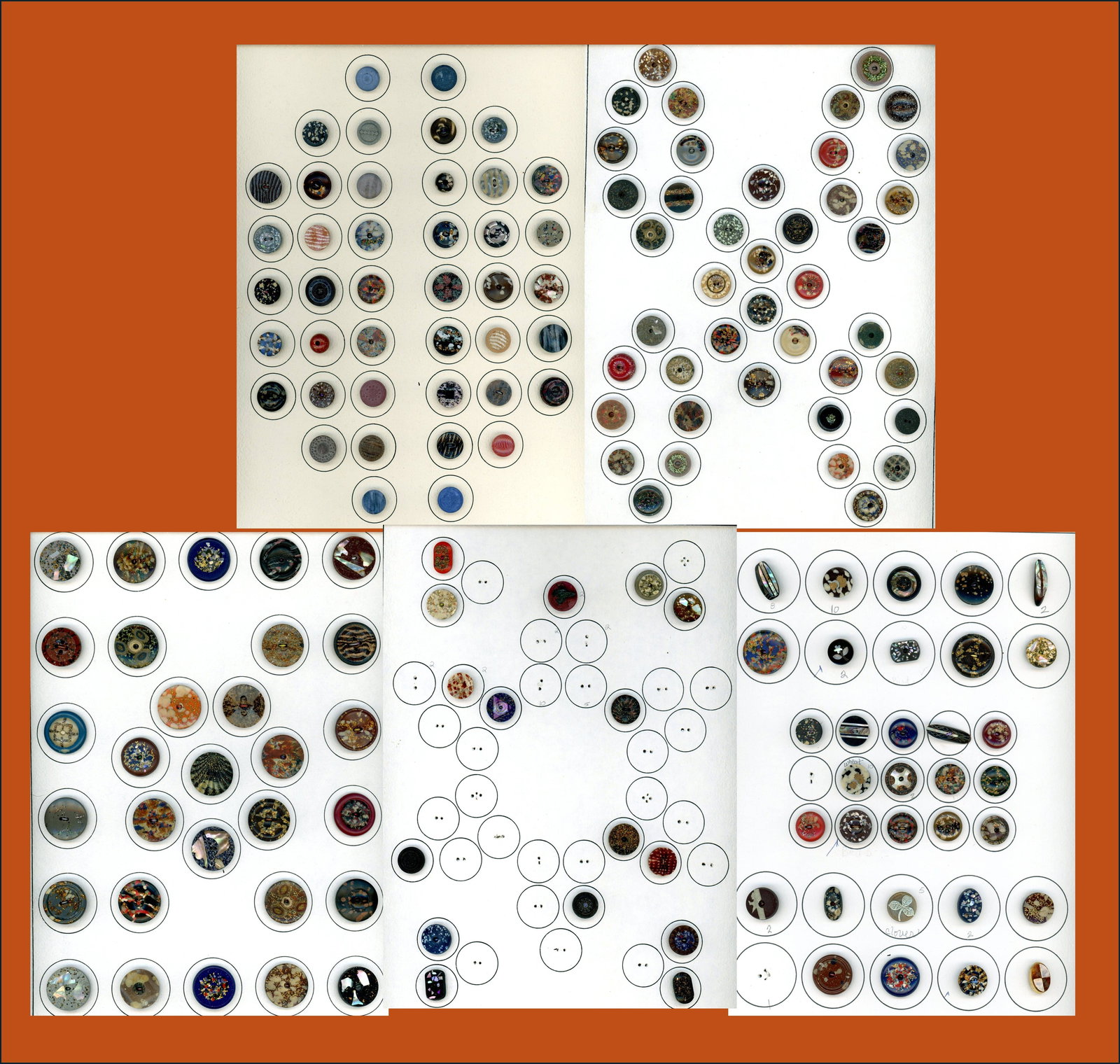 A BOX LOT OF 5 CARDS OF BUTTONS (1 of 6)