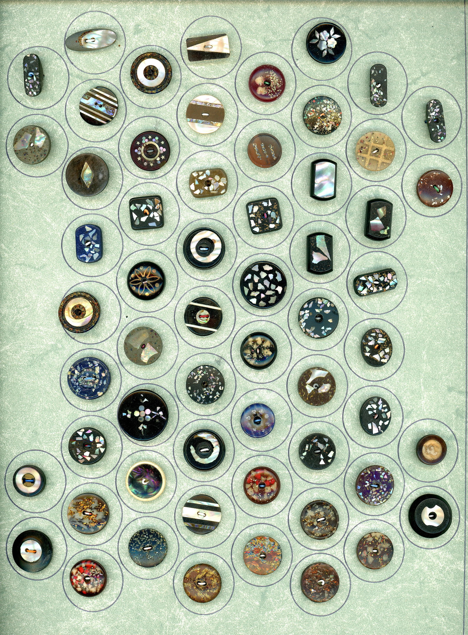 A CARD OF DIVISION ONE ASSORTED INLAY BUTTONS (1 of 4)