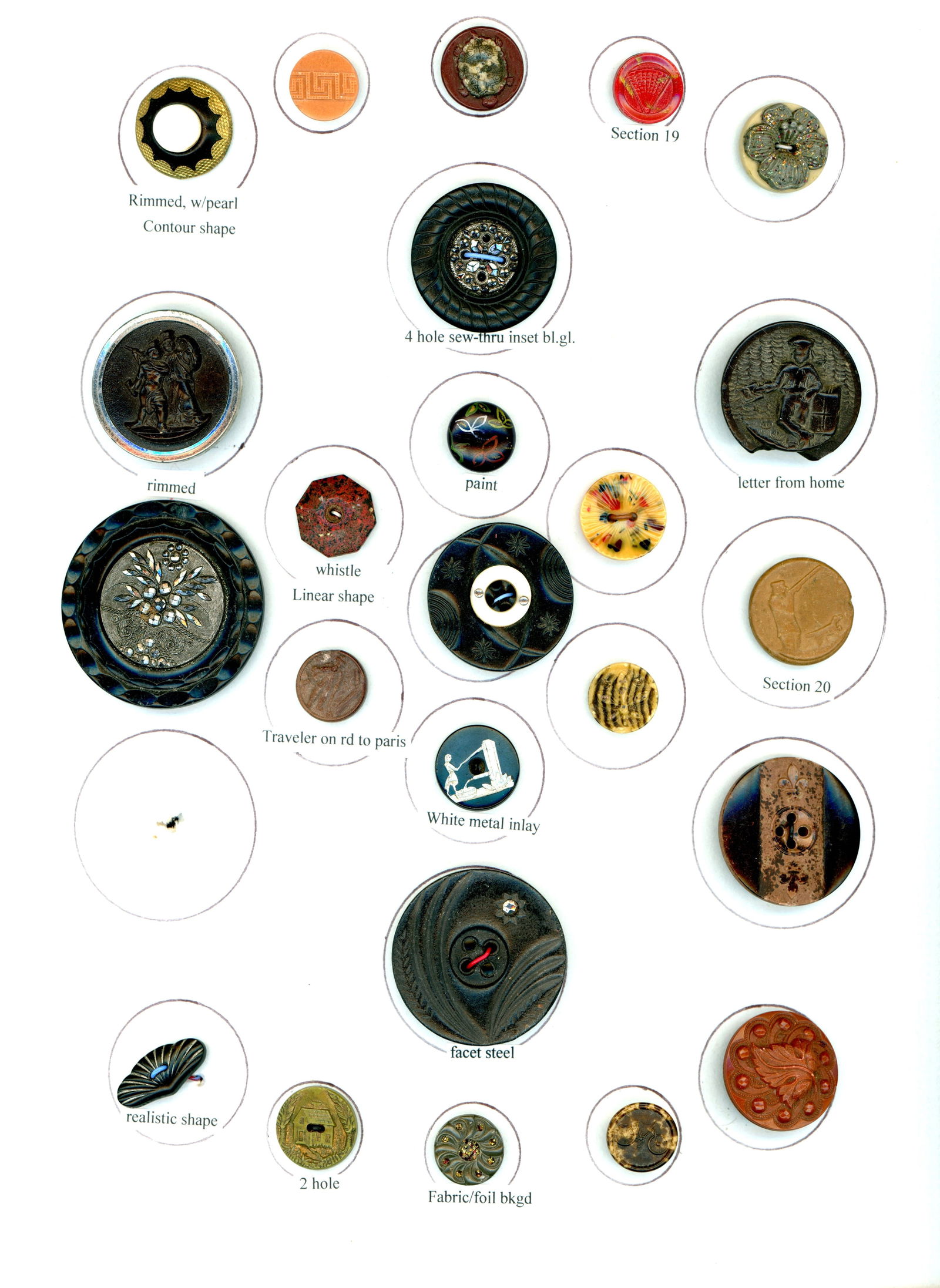 A CARD OF DIVISION ONE ASSORTED COMPOSITION BUTTONS (1 of 4)