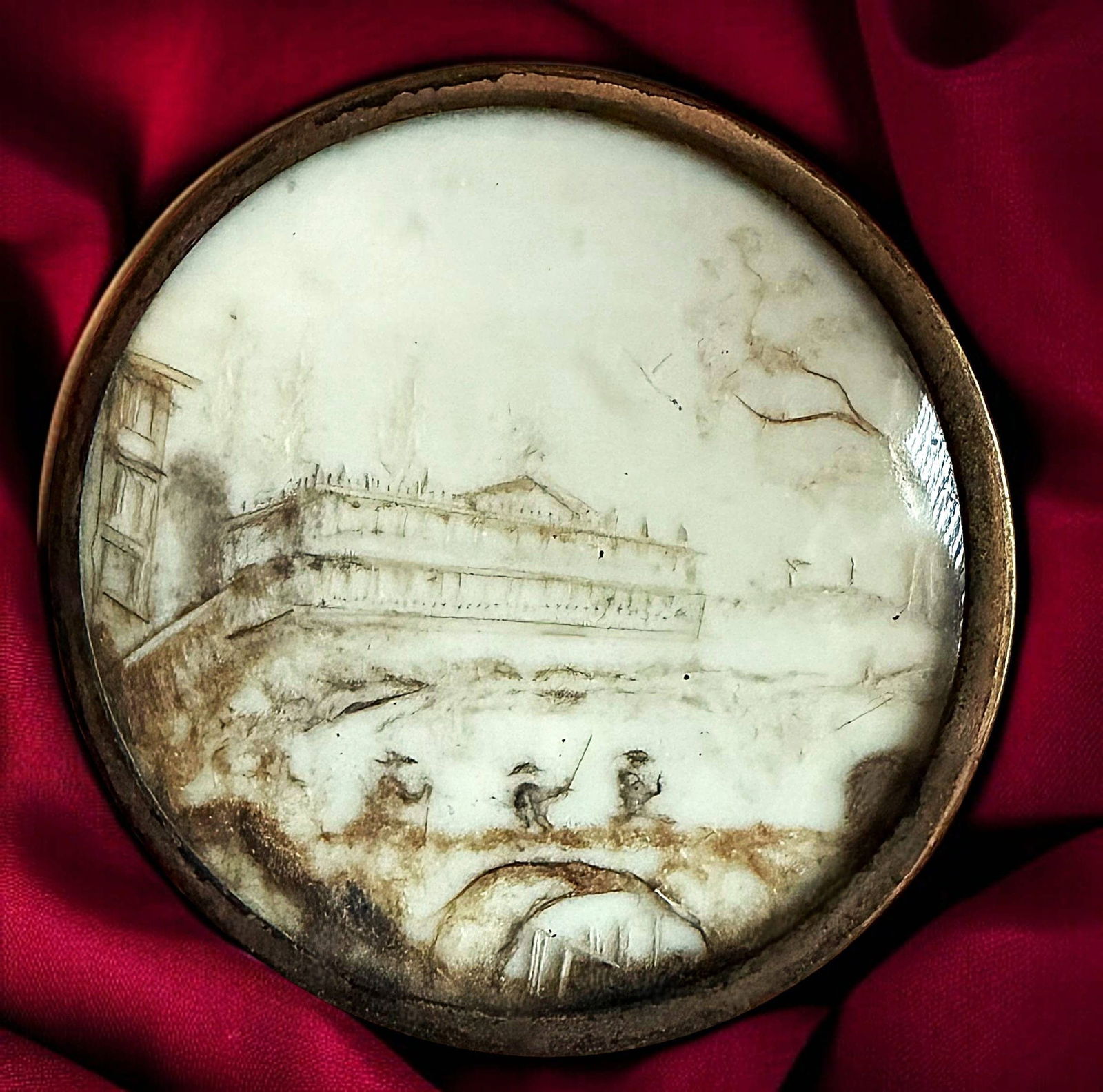 THE RAREST BUTTON IN THIS AUCTION: A very RARE large 18th C. detailed HAIR painting example. This button Is one of the rarest 18th century buttons that exists. My grandfather George Ertell who was considered an antique expert worldwide