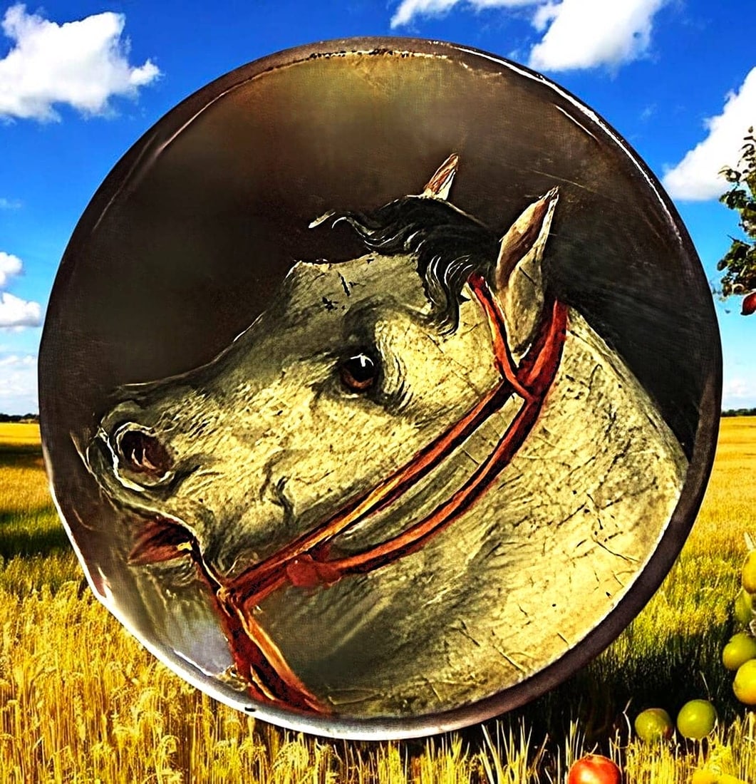 A VERY RARE VERNIS MARTIN SPORTING BUTTON (1 of 2)