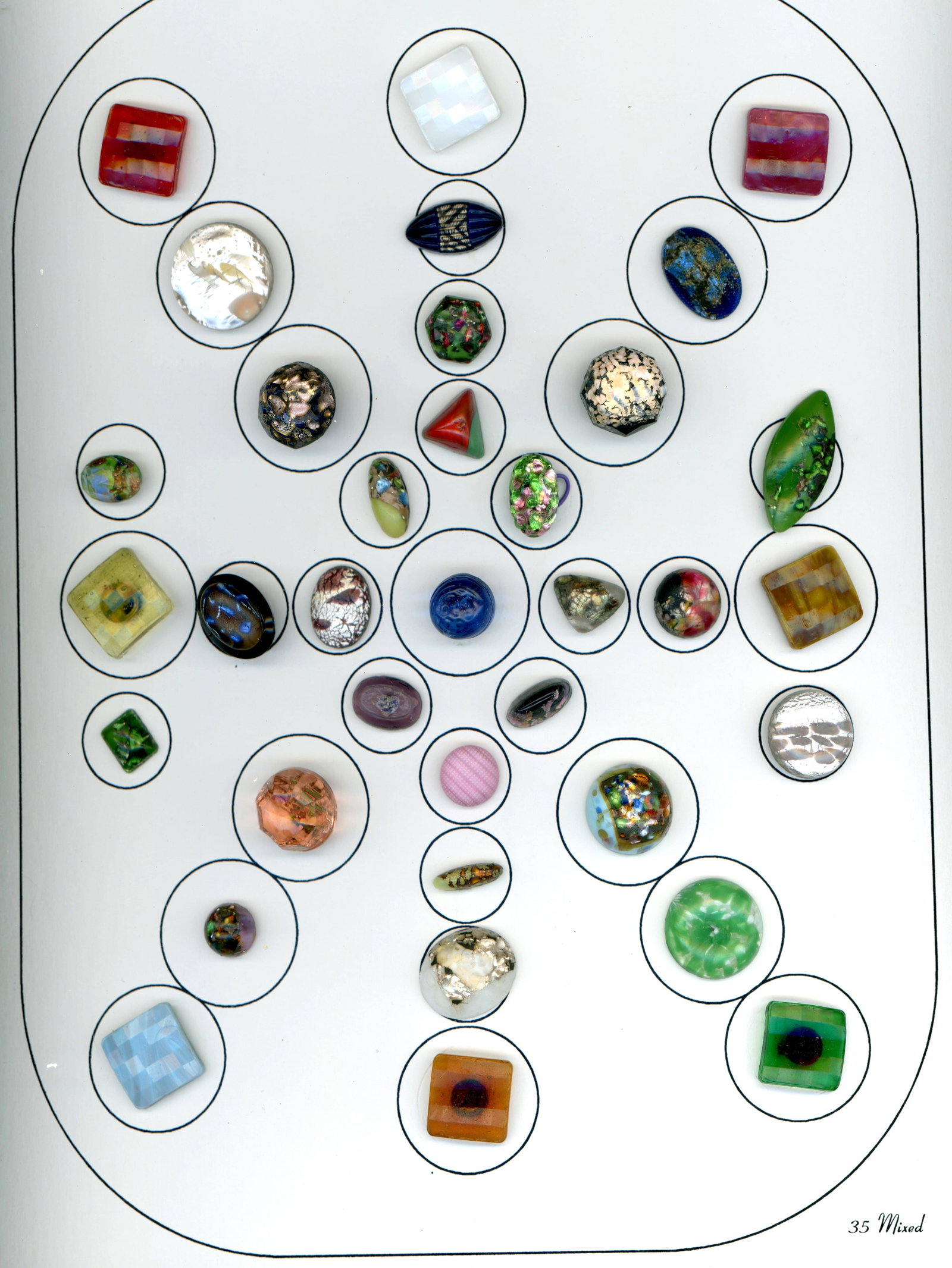 A CARD OIF DIVISION ONE GLASS BUTTONS (1 of 4)