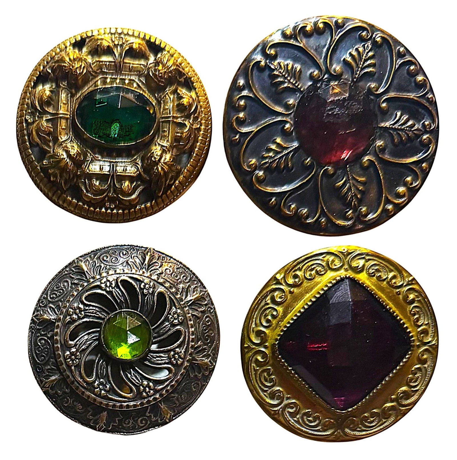 A SMALL CARD OF DIVISION ONE LARGE JEWEL BUTTONS (1 of 4)