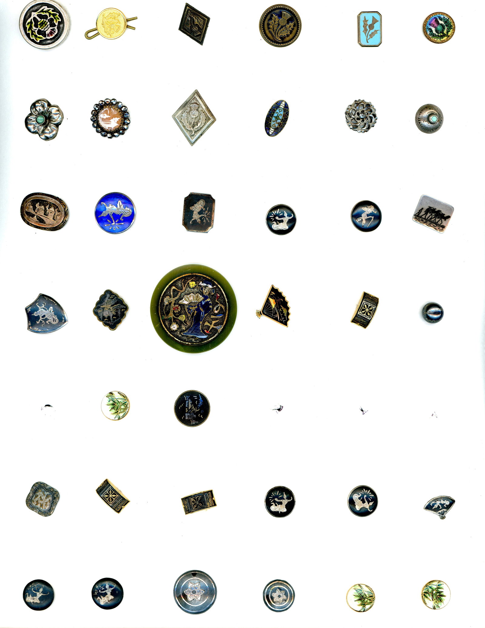 A CARD OF MOSTLY JAPANESE BUTTONS (1 of 4)