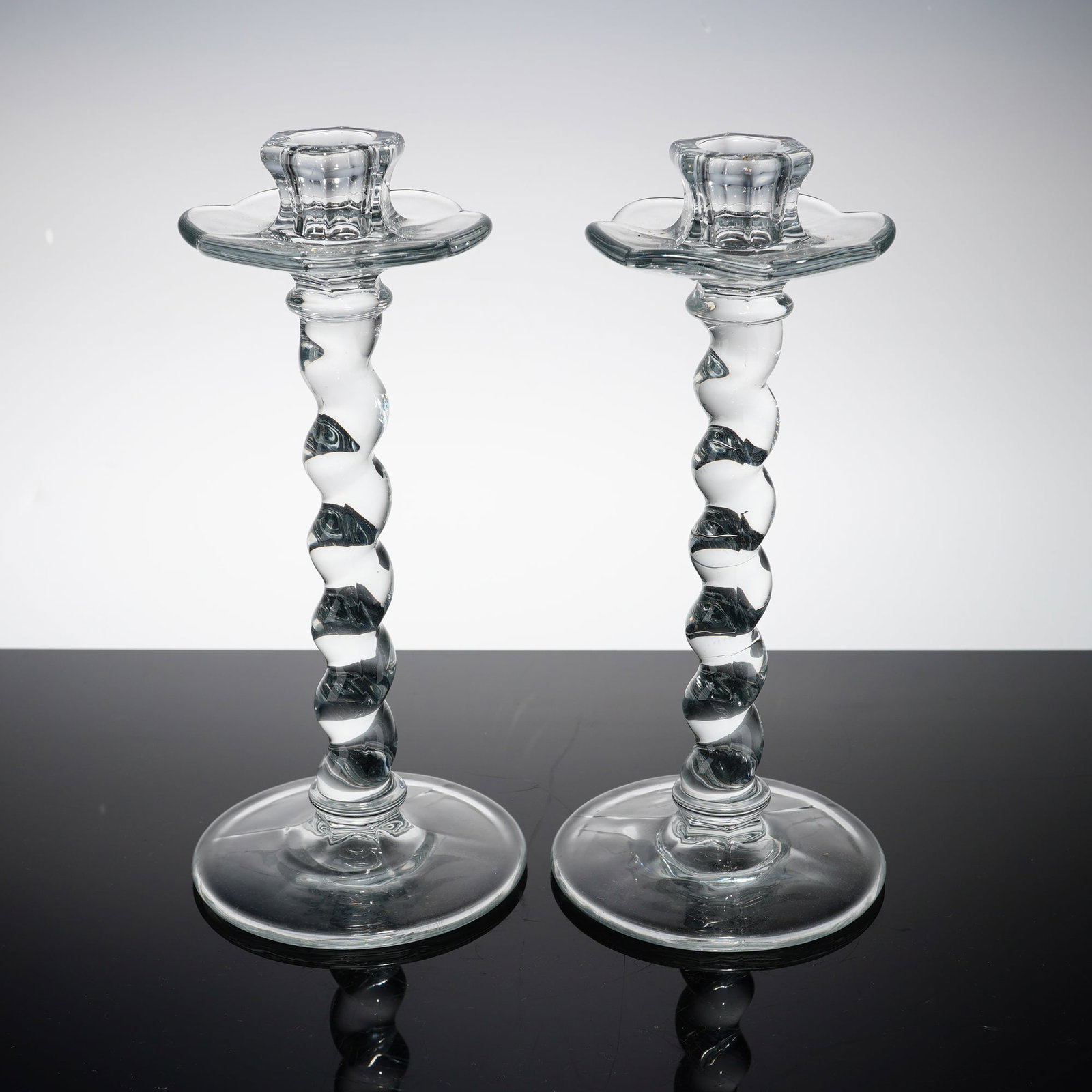 Fine Crystal Spiral-Twist Floral Candlesticks (1 of 3)
