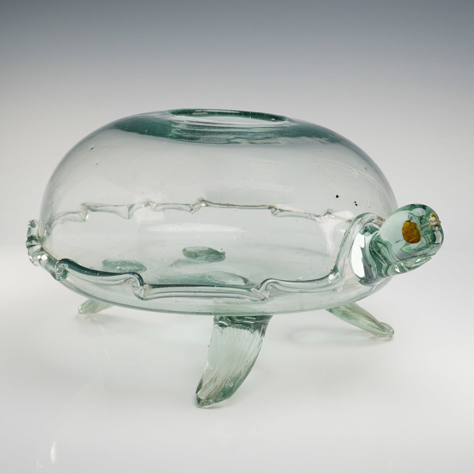 Mexican Artisan, Sea Turtle, Aqua Green Tint, Blown Glass Turtle Terrarium (1 of 4)