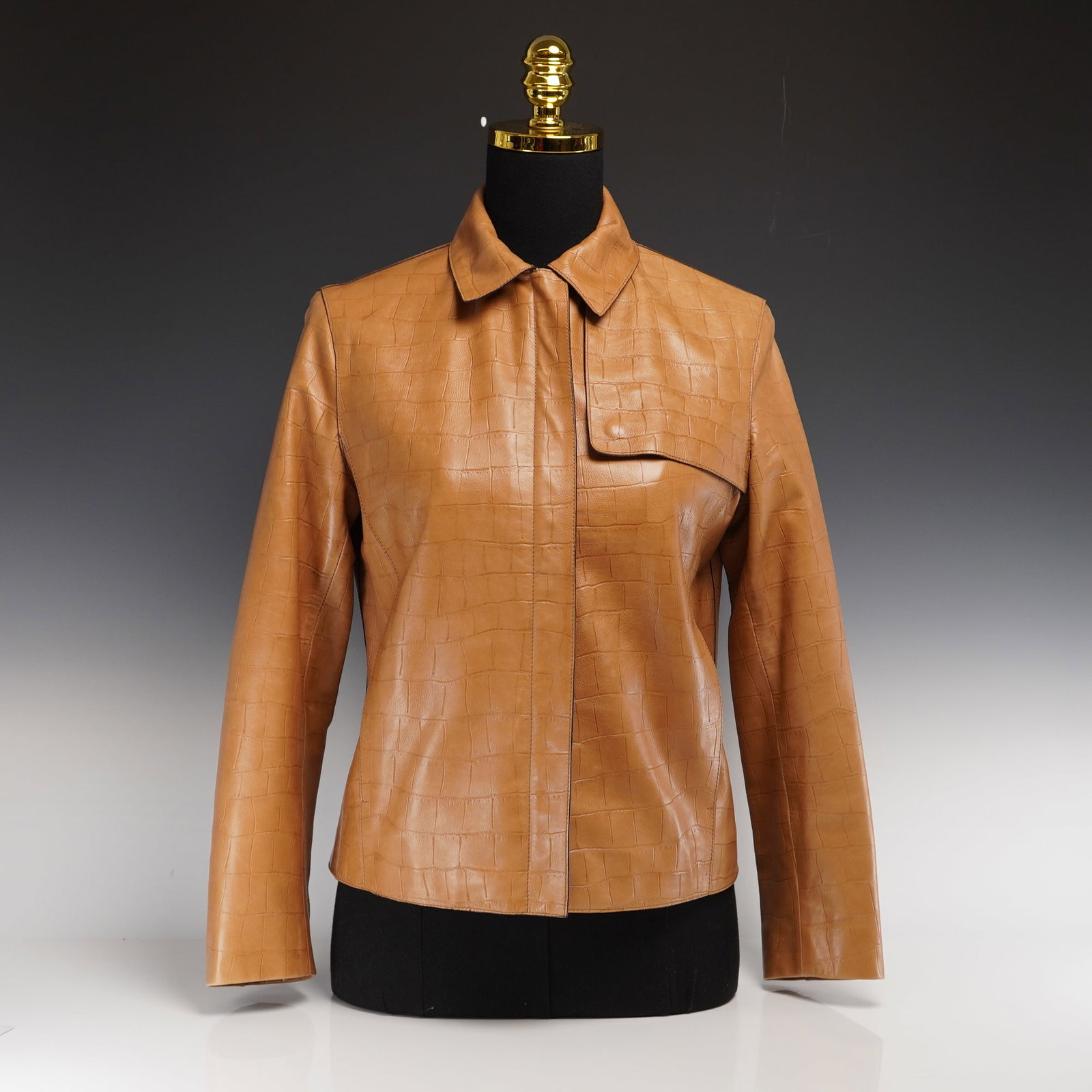 Oggi Miami Beach Crocodile-Embossed Leather Jacket, Made in Italy (1 of 5)