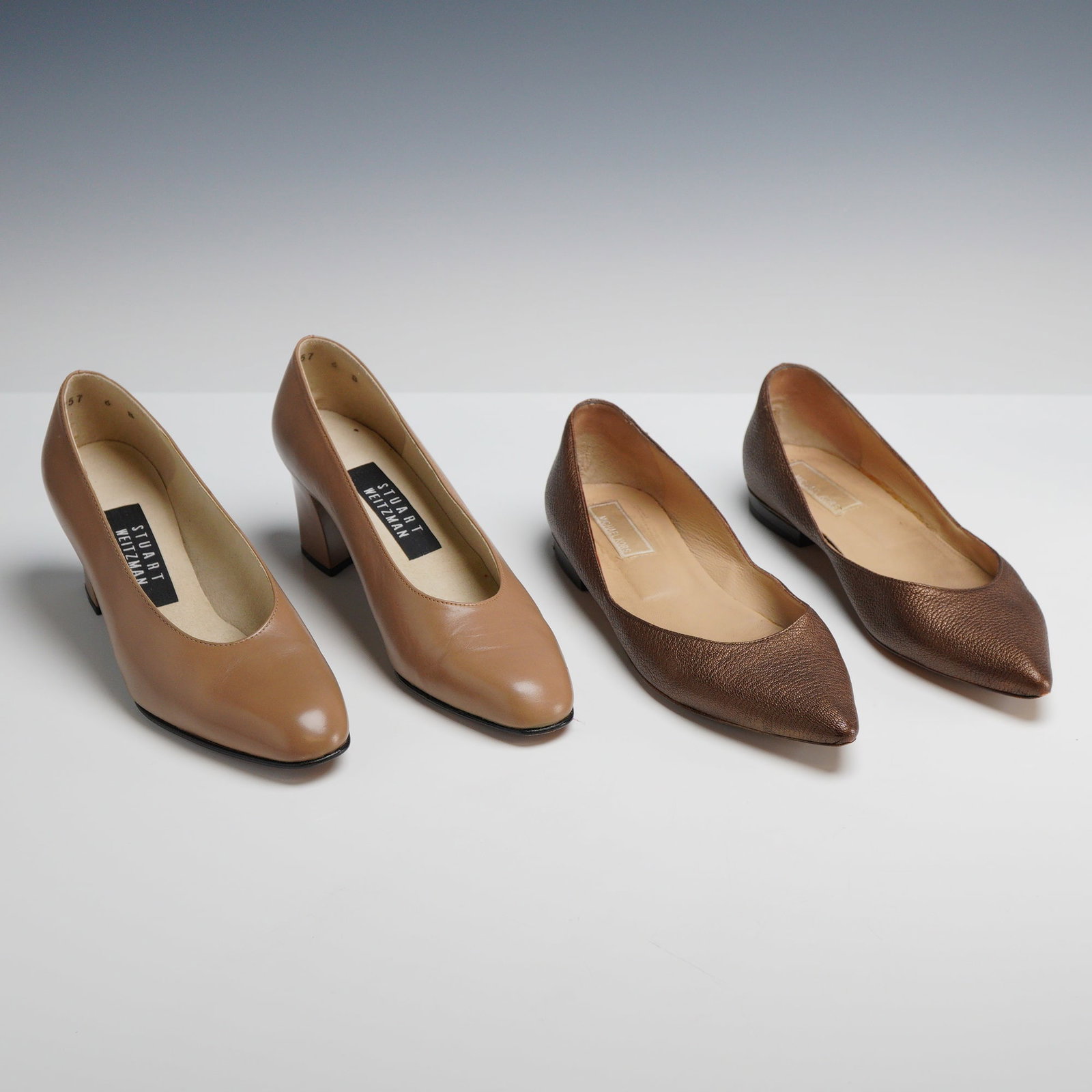 A Pair of Stuart Weitzman Leather Pumps and Michael Kors Metallic Flats, Size 6 (1 of 4)