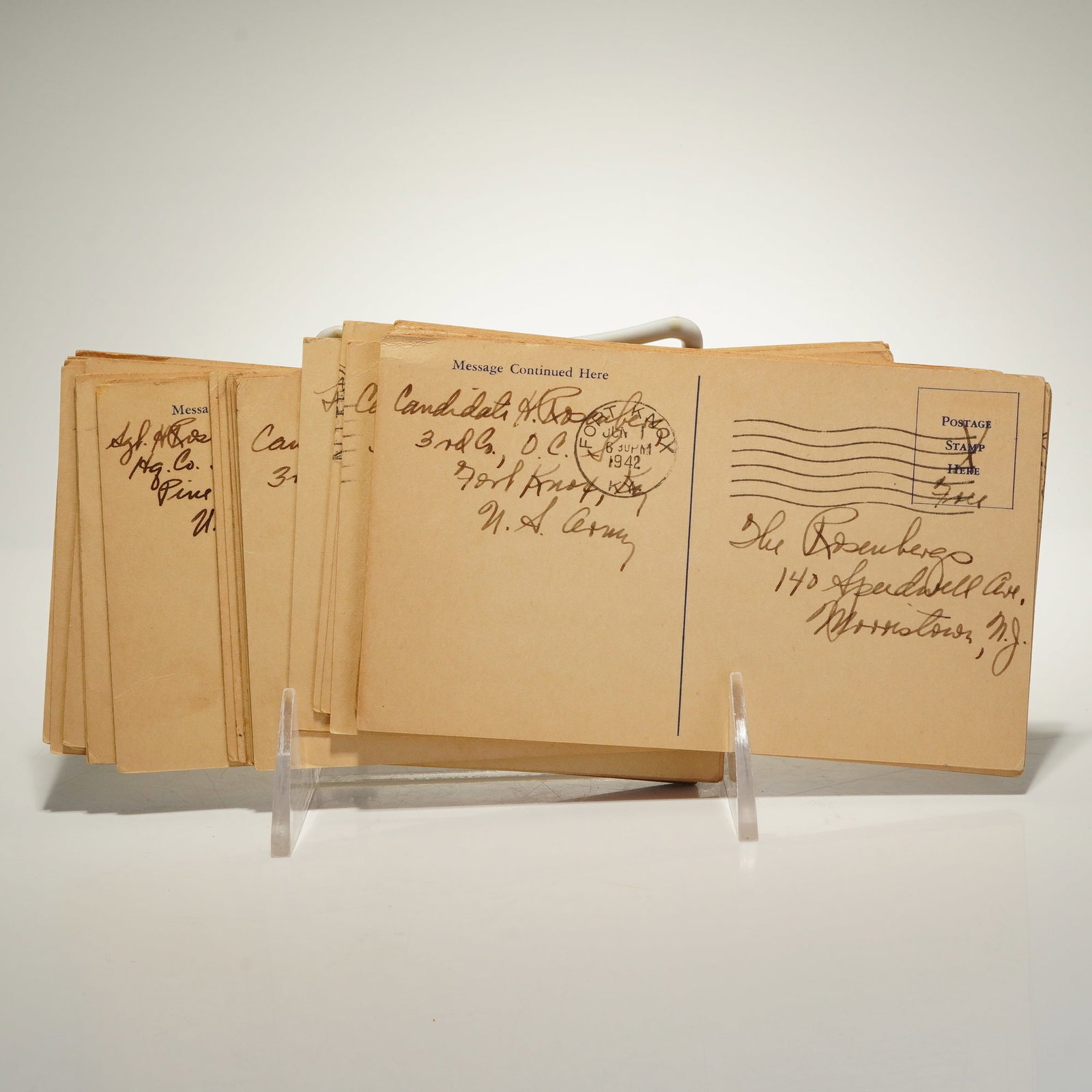 Collection of 50 World War II Era Soldier to New Jersey Family Postcards (1 of 3)