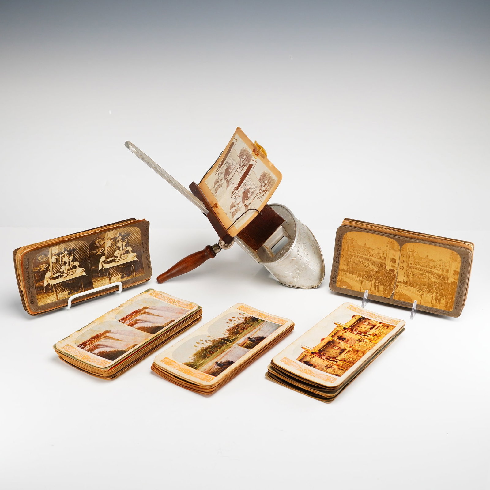 Antique Kevuko "The Perfect" Stereoscope Viewer and Collection of Stereoview Cards, circa 1900 (1 of 3)