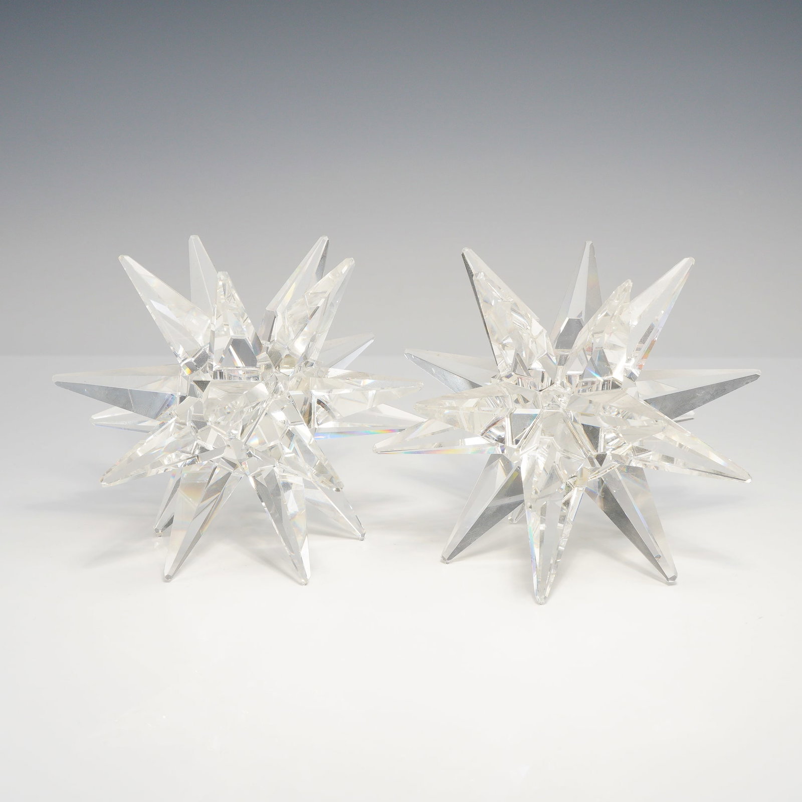 A Pair of Cut Crystal Moravian Star Candle Holders (1 of 3)