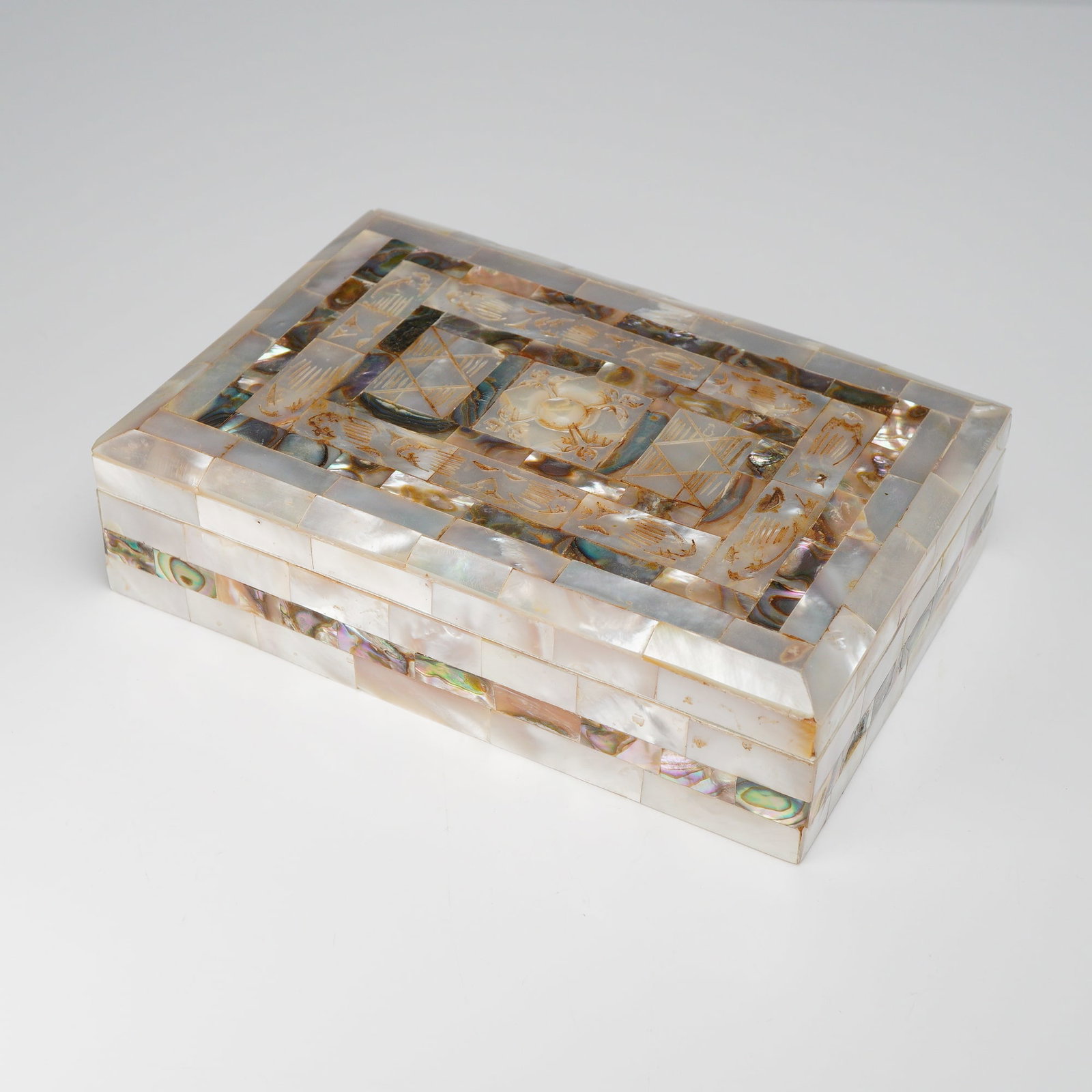 Rectangular Mother-of-Pearl and Abalone Inlay Jewelry Box (1 of 4)