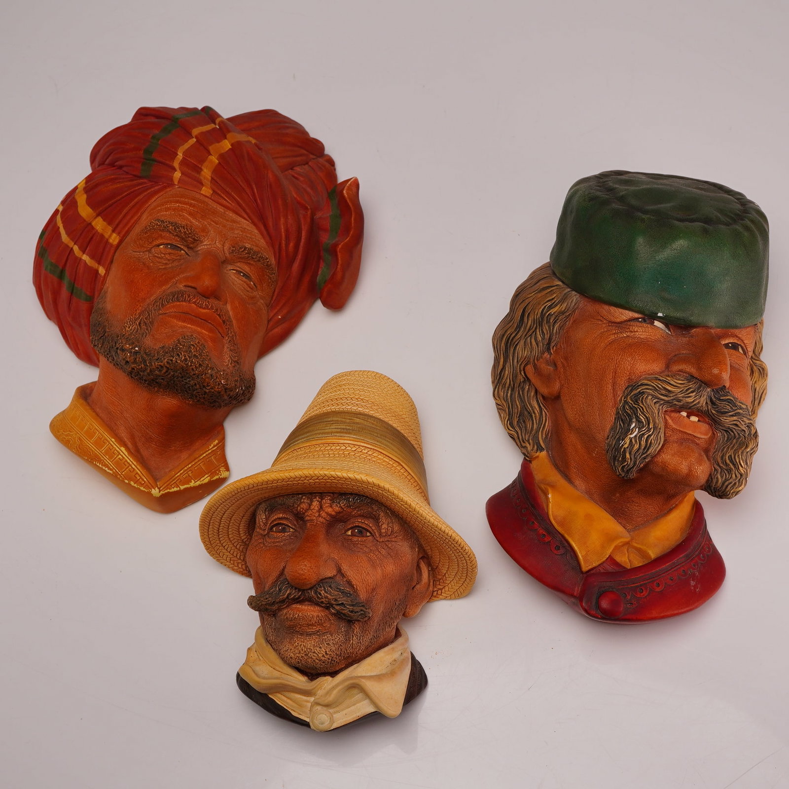 3pc Bossons English Chalkware Wall Masks, Abdhul, Montenegrin, and Rumanian (1 of 5)