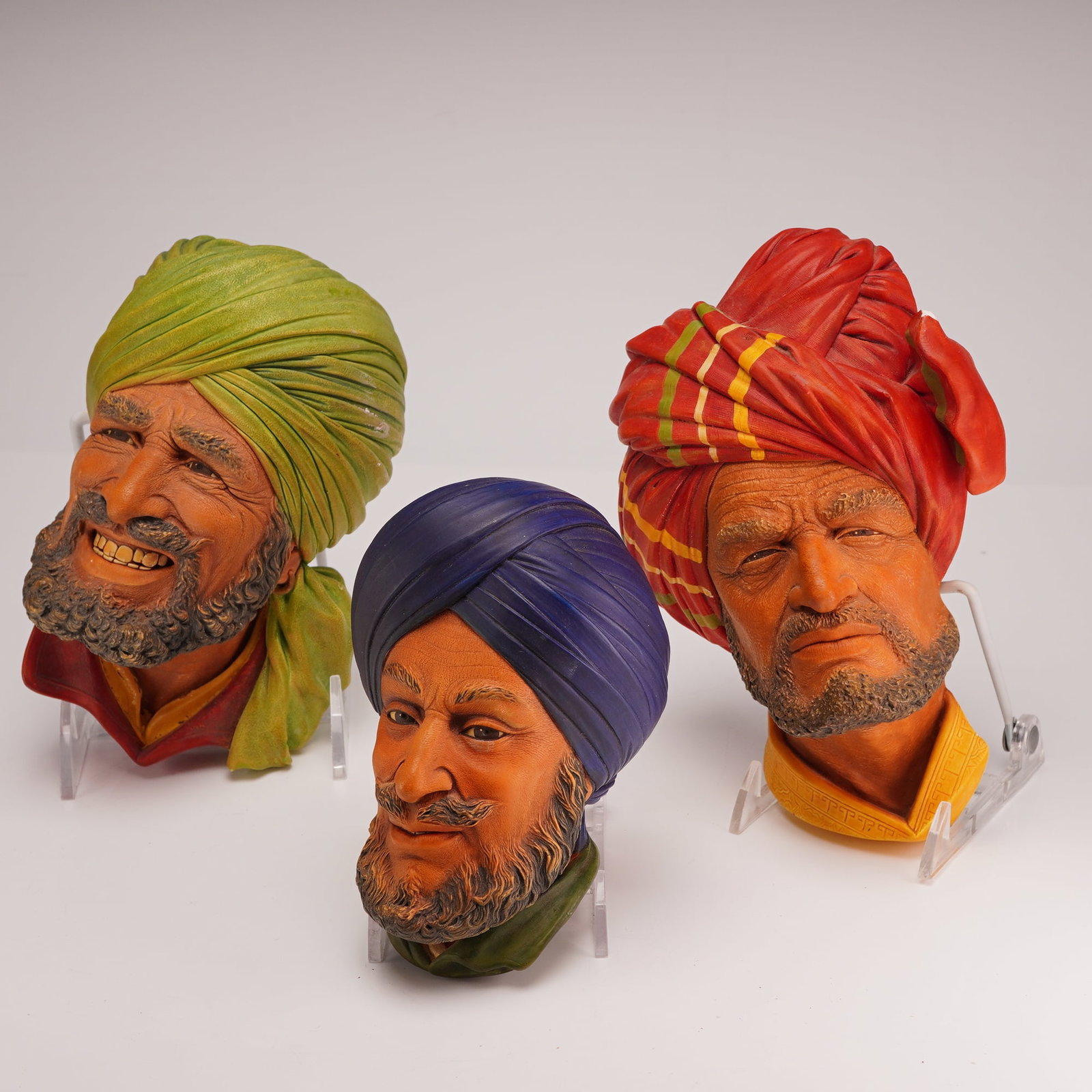3pc Bossons English Chalkware Wall Masks, Punjabi, Sikh, and Dhul (Abdhul) (1 of 5)