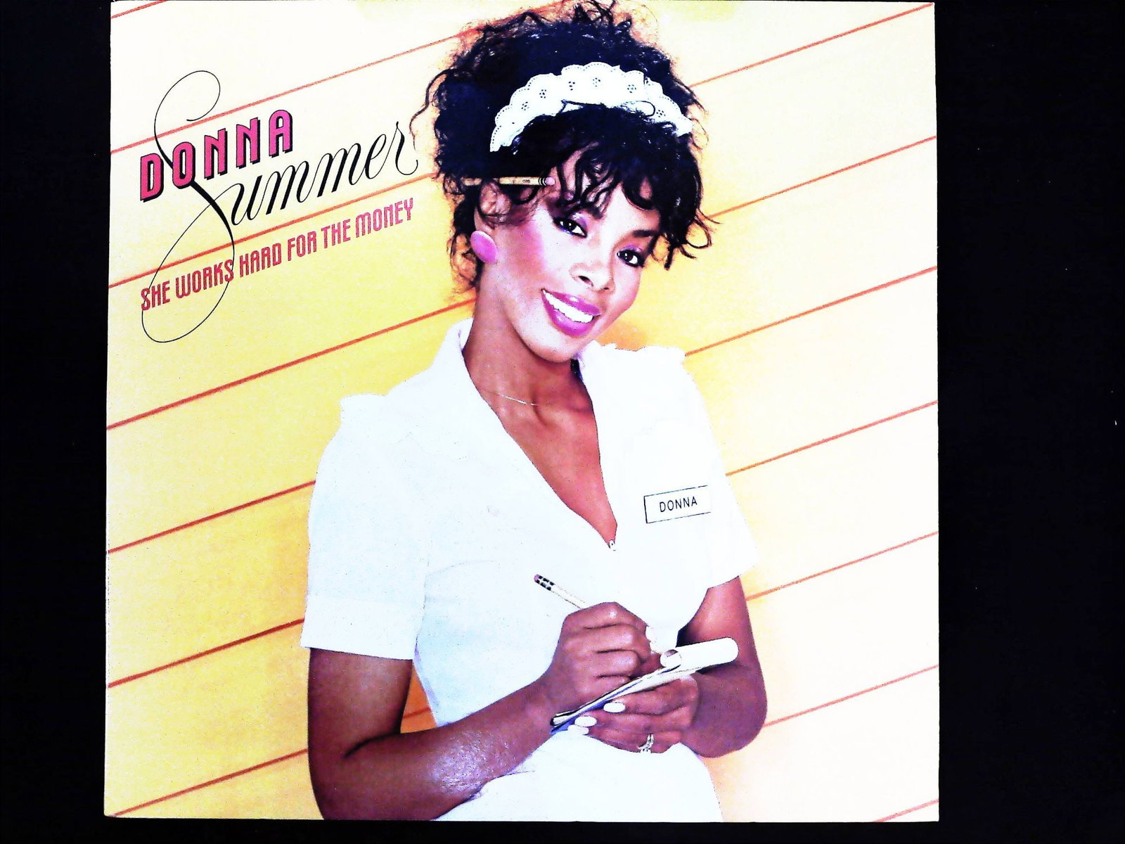 Donna Summer She Works Hard For The Money 1983 LP Record Album: A single black vinyl LP record album, Donna Summer She Works Hard For The Money, released in 1983 by Mercury Records / PolyGram Records (catalog number 422-812265-1). The record is housed in its origi
