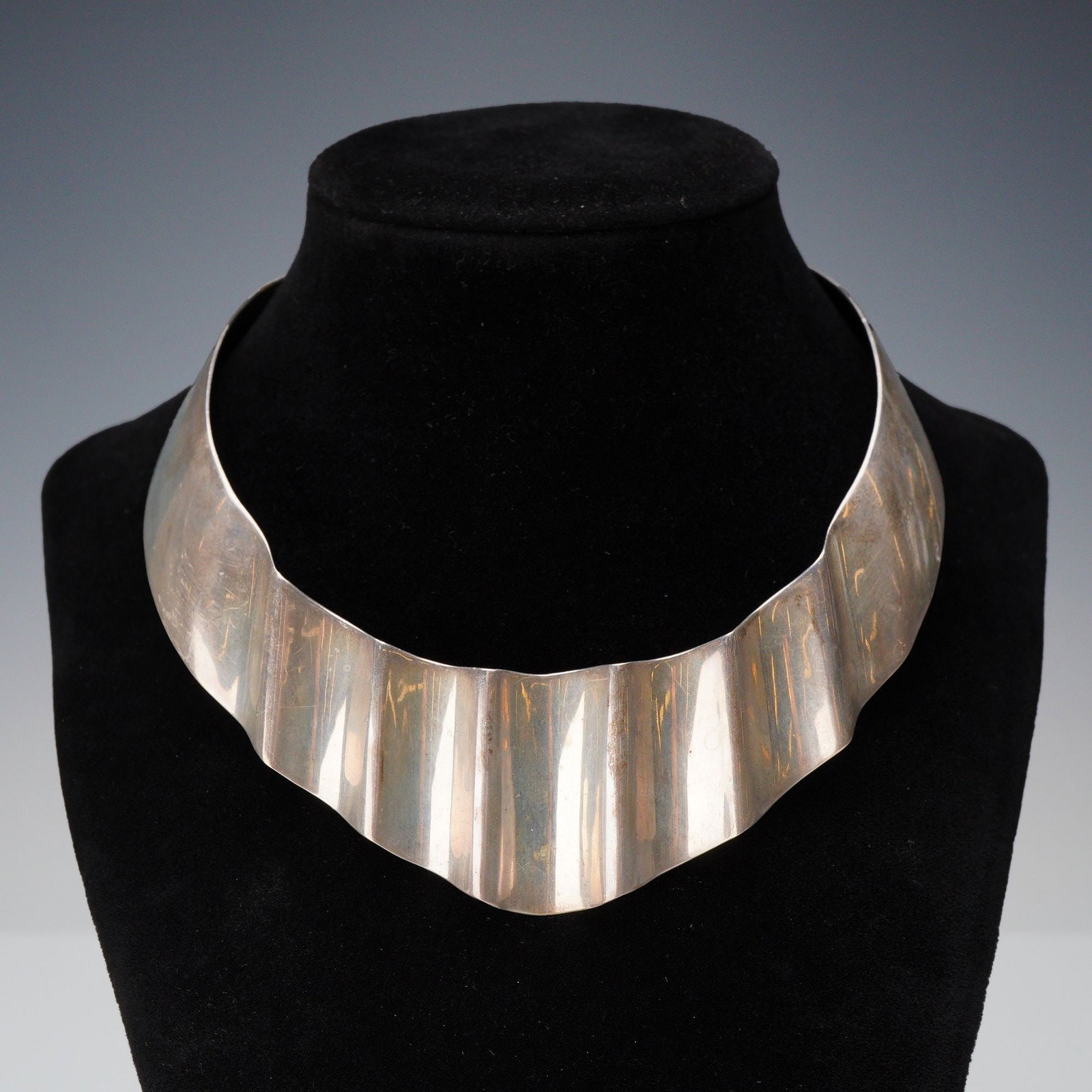 Mexican Sterling Silver Modernist Ruffled Collar Necklace (1 of 4)