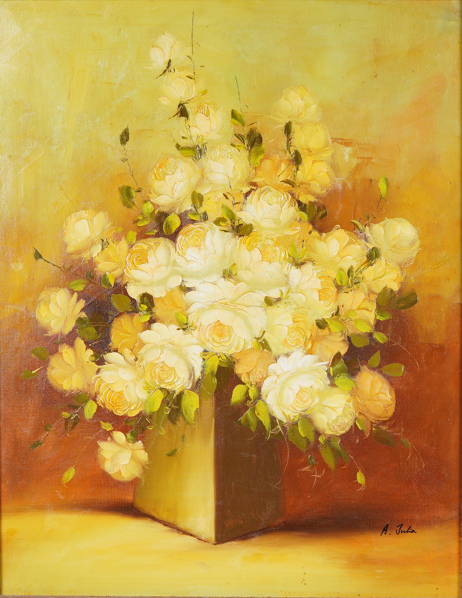 Ann Julia Rant (German, b. 1927), 'Floral Still Life with Yellow Roses', (Signed) (1 of 7)